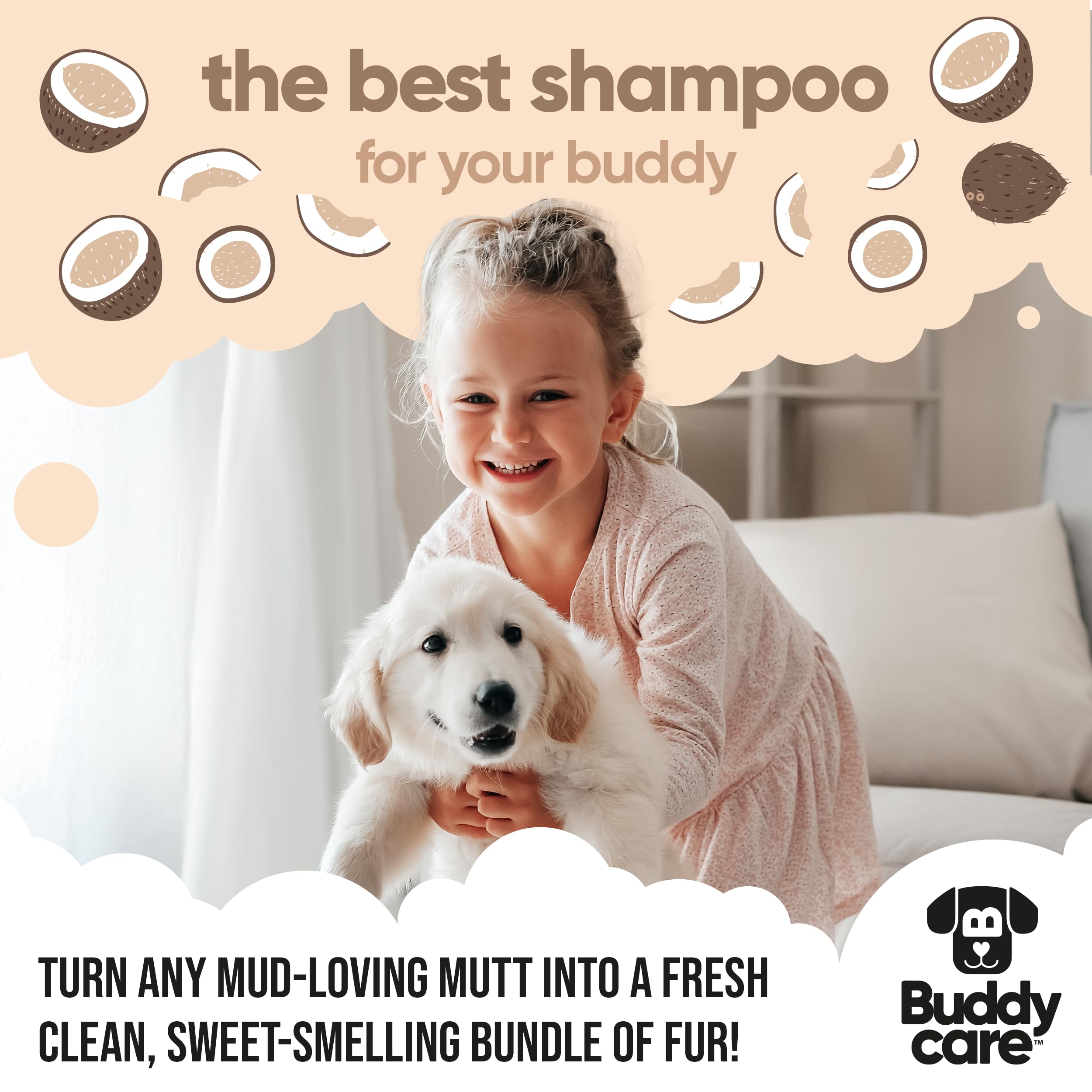2In1 Dog Shampoo & Conditioner By Buddycare | Coconut Scented | With Aloe Vera And Pro Vitamin B5 (169.07Oz)