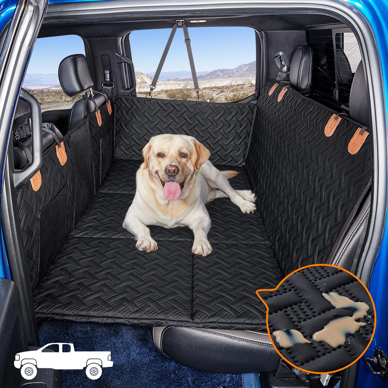 MAXFUT Dog Back Seat Extender for Truck,Truck Dog Seat Cover Back Seat,Dog Hammock for Truck,Hard Bottom Seat Extender,Pet Seat 