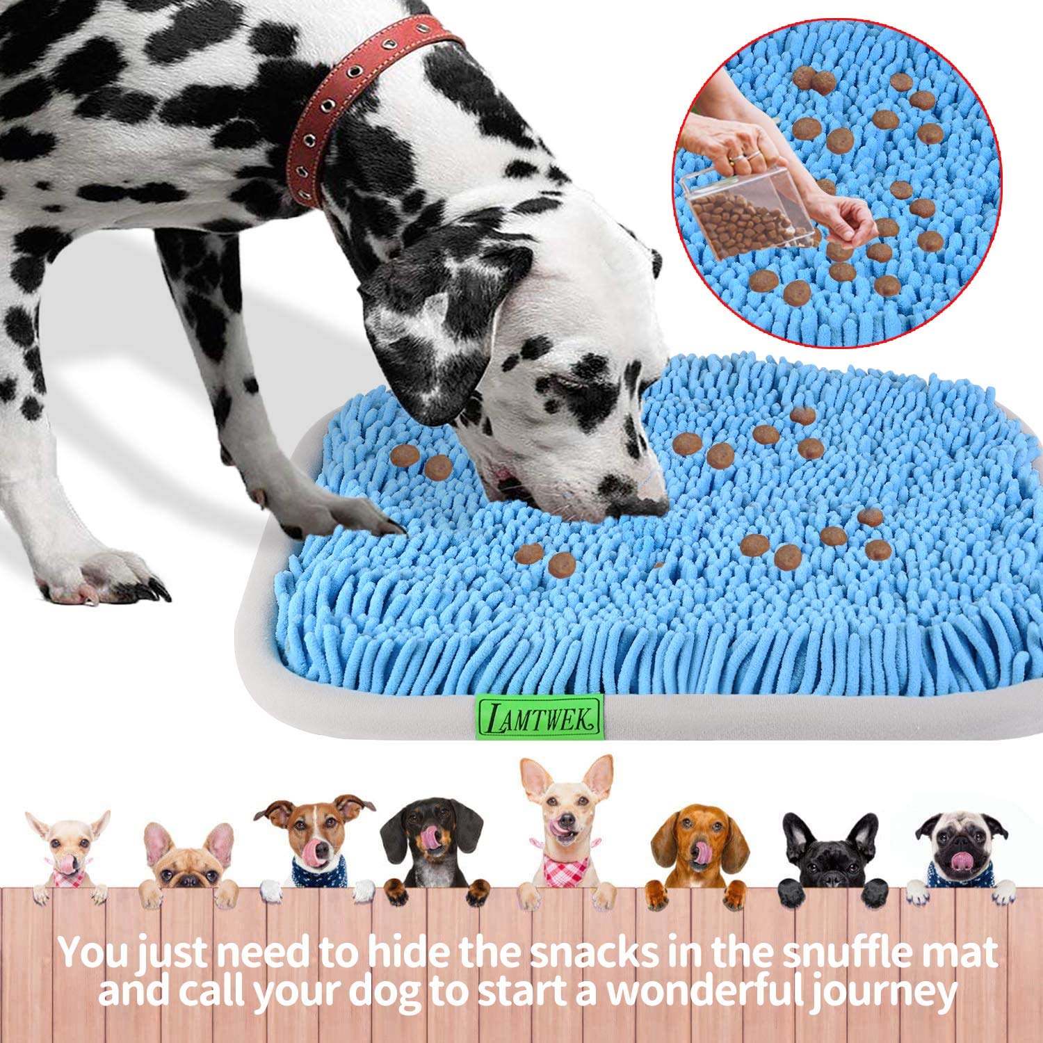 LAMTWEK Snuffle Mat for Dogs, 17  x 21  Dog Snuffle Mat Interactive Feed Game for Boredom, Encourages Natural Foraging Skills an