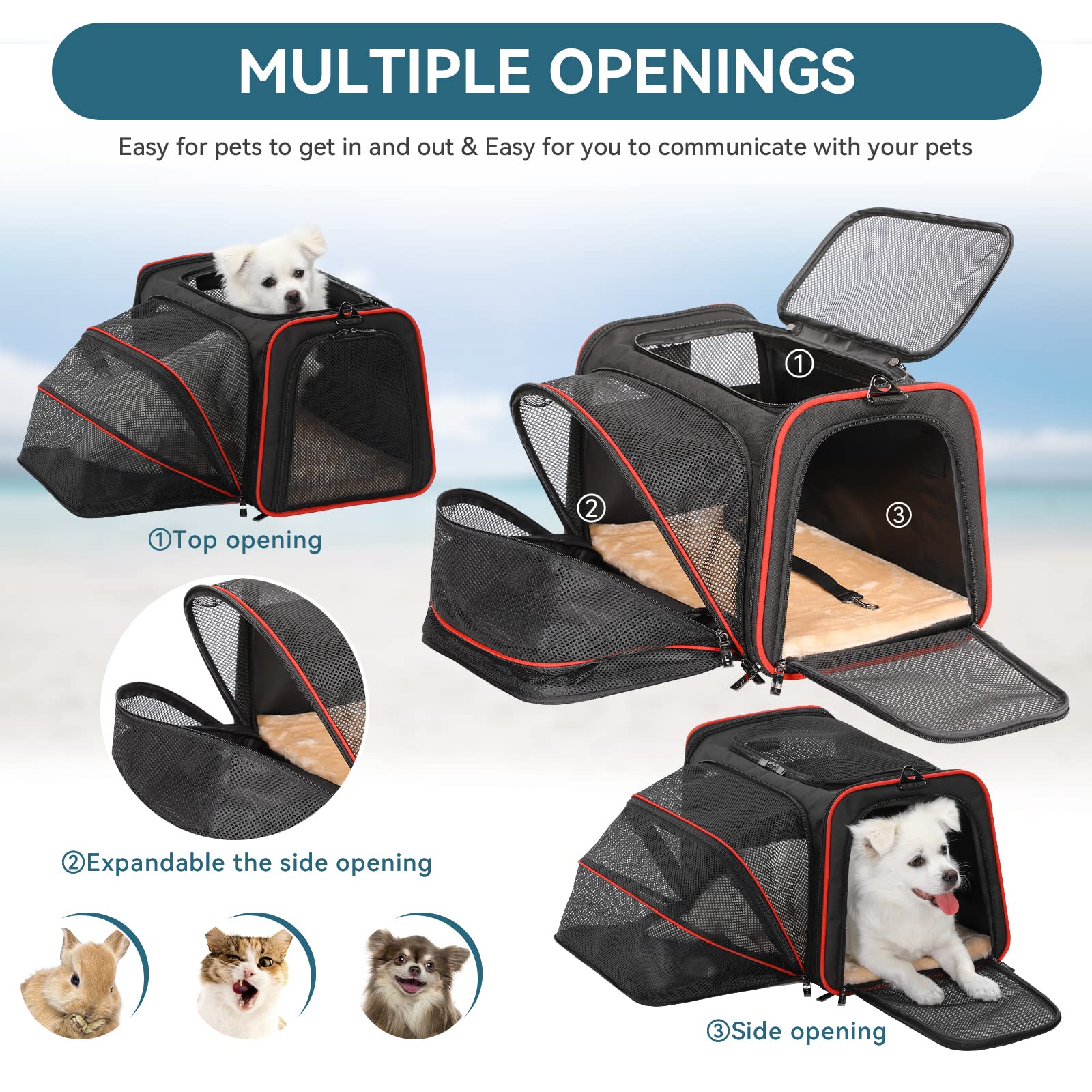 Petsfit Expandable Dog Carrier Large Cat Carrier, Soft-Sided Portable Collapsible Pet Travel Carrier for Kittens, Puppies or Sma