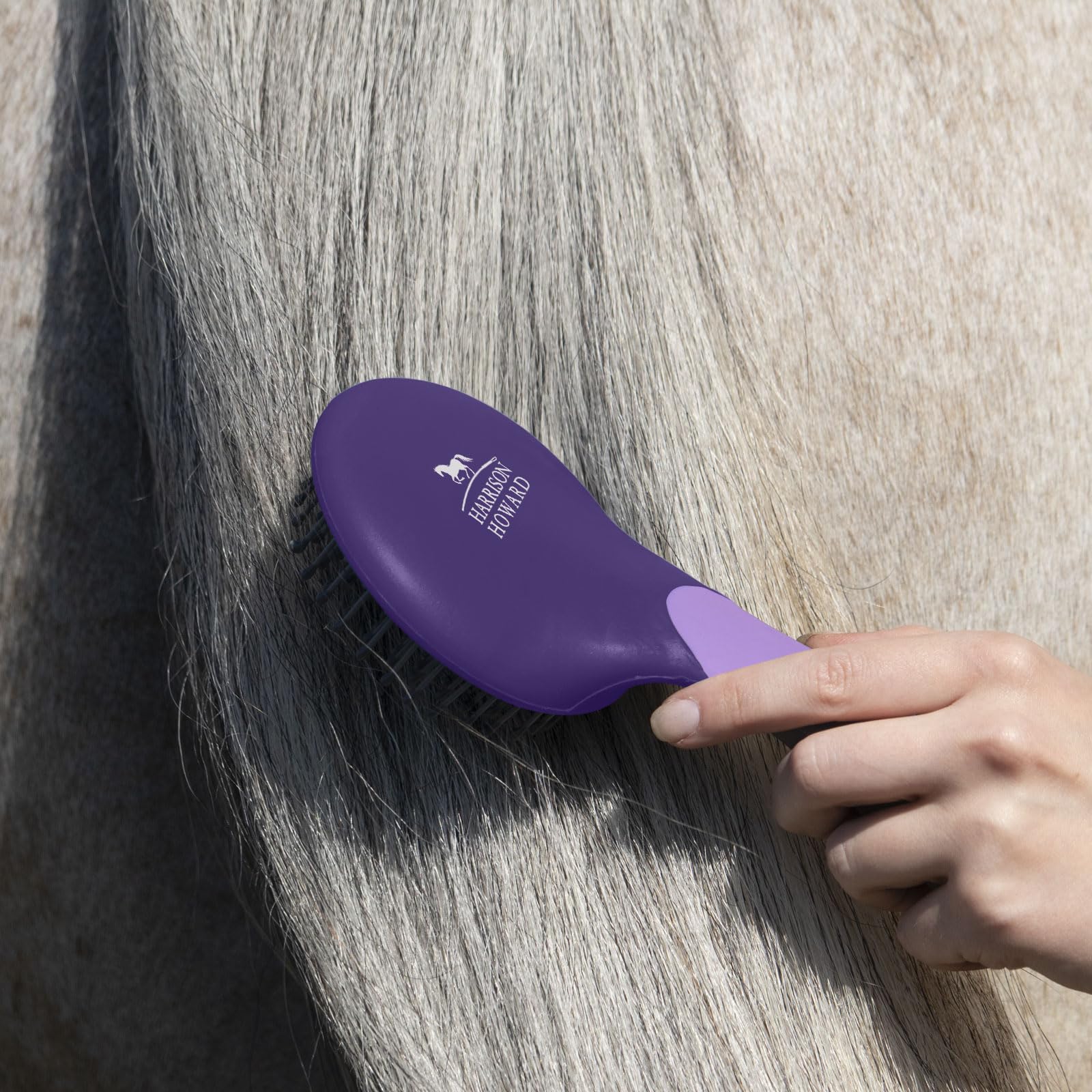 Harrison Howard Horse Mane And Tail Brush - Professional Grooming Brush, Equestrian Detangler, Non-Slip, Purple