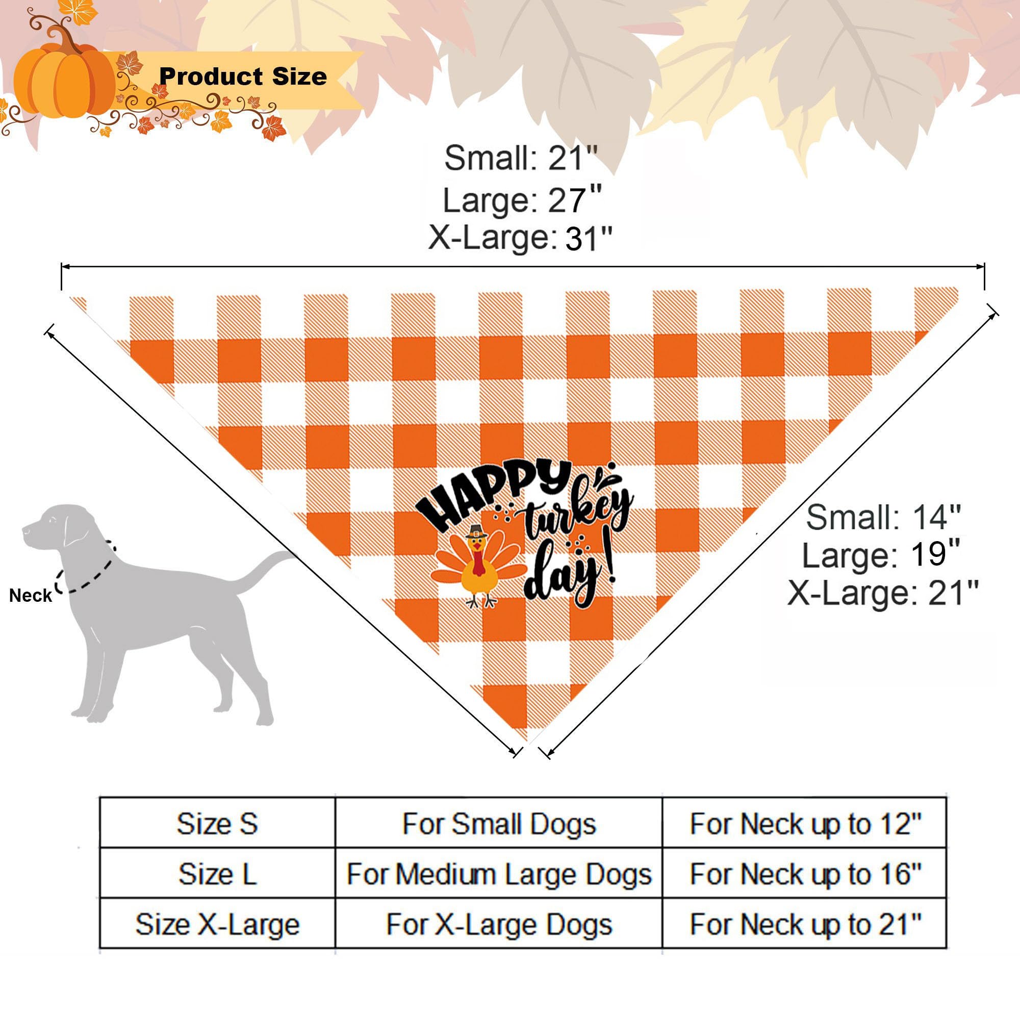 Adoggygo Thanksgiving Dog Bandana Fall Autumn Pet Bandana Reversible Triangle Bibs Scarf Accessories For Small Dogs Puppy (Small