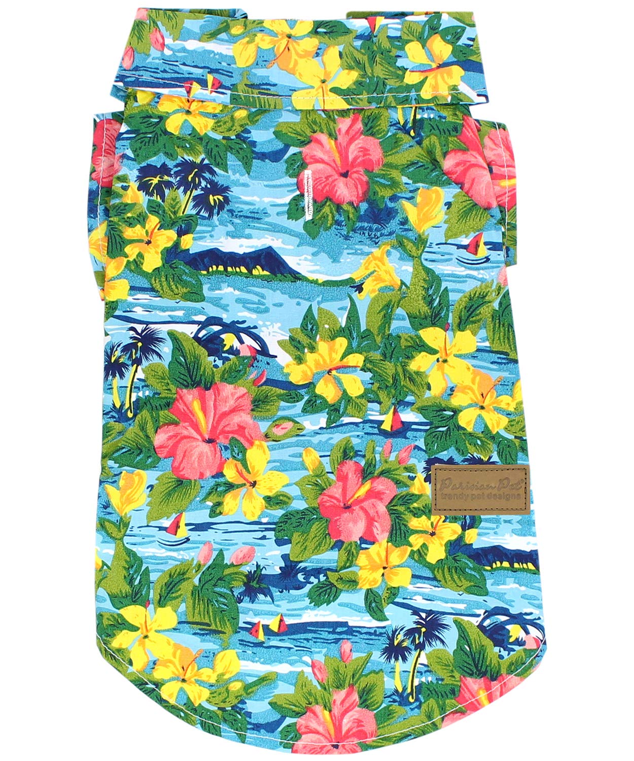Parisian Pet Hawaiian Dog Shirt - Cotton Summer Clothes - Stylish Beach Outfit - Hook And Loop Closure - Machine Washable For Me