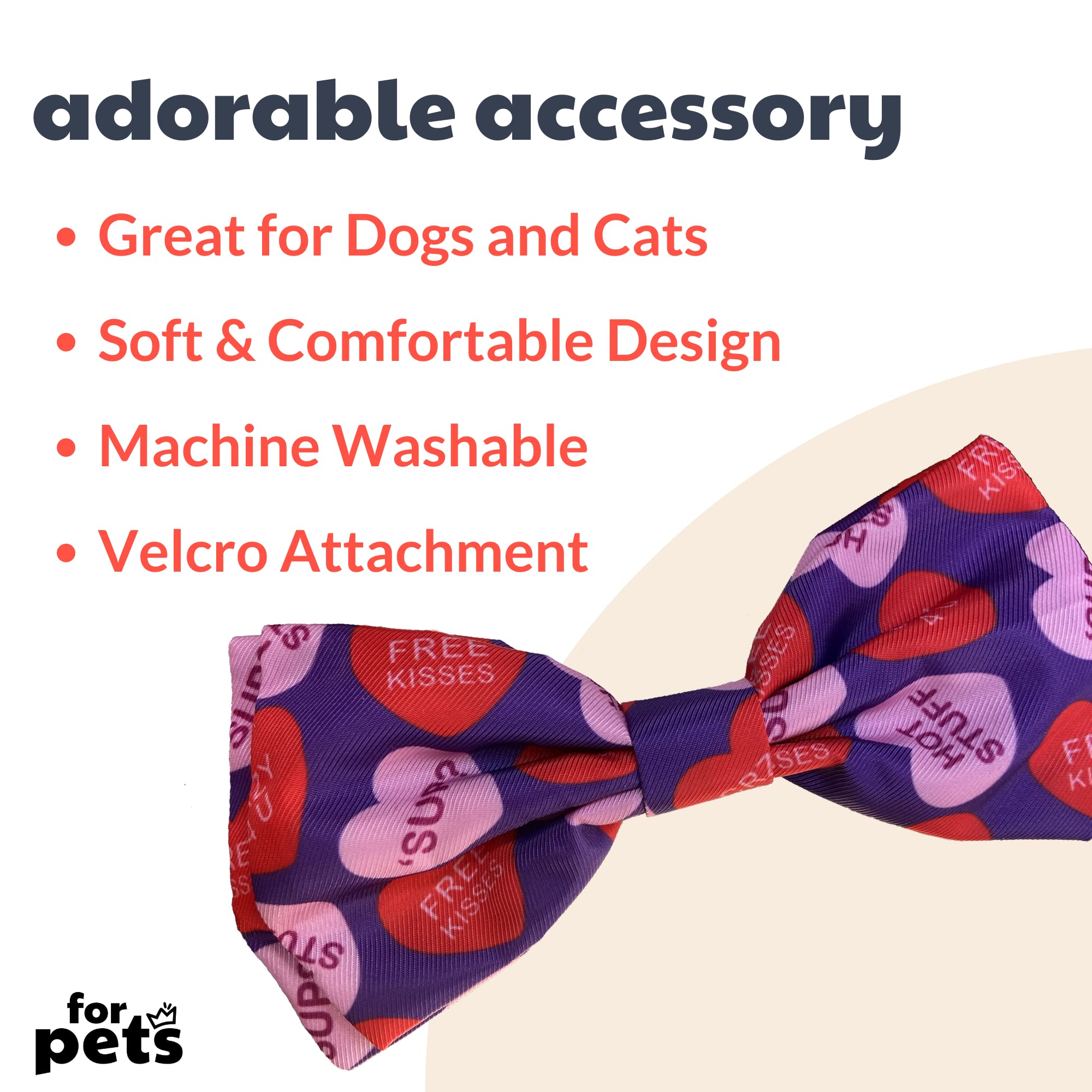 Huxley & Kent Bow Tie For Pets - Convo Hearts (Small) - Valentine'S Day Bow Tie Collar Attachment - Fun Bow Ties For Dogs & Cats