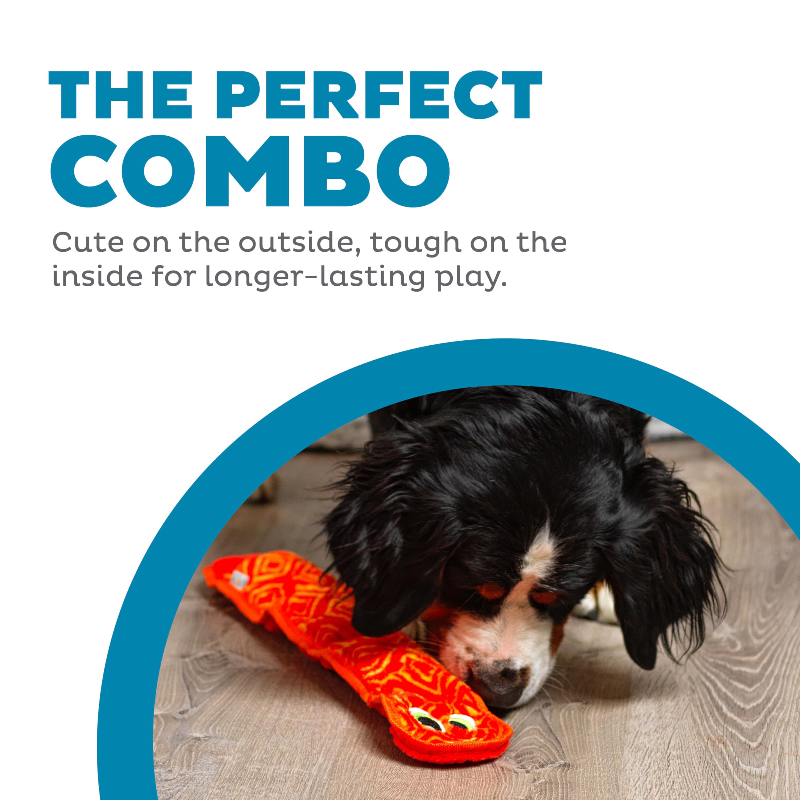 Outward Hound Durablez Tough Plush Squeaky Dog Toy, Snake, Pink, Large