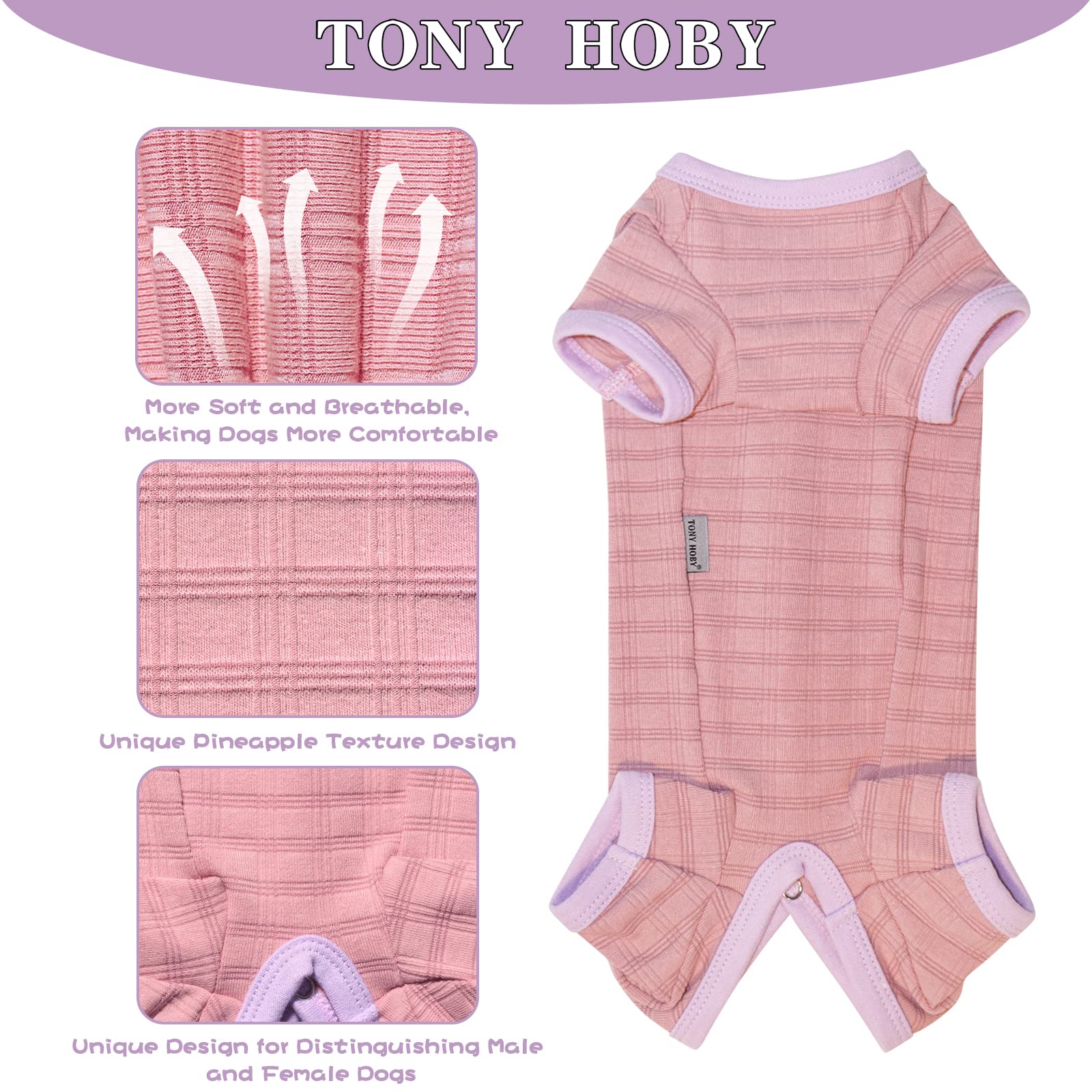 Tony Hoby Female Dog Pajamas With Colorful Stripe, Pet Clothes For Small Medium Dog (Pink&Blue, Girl, S)