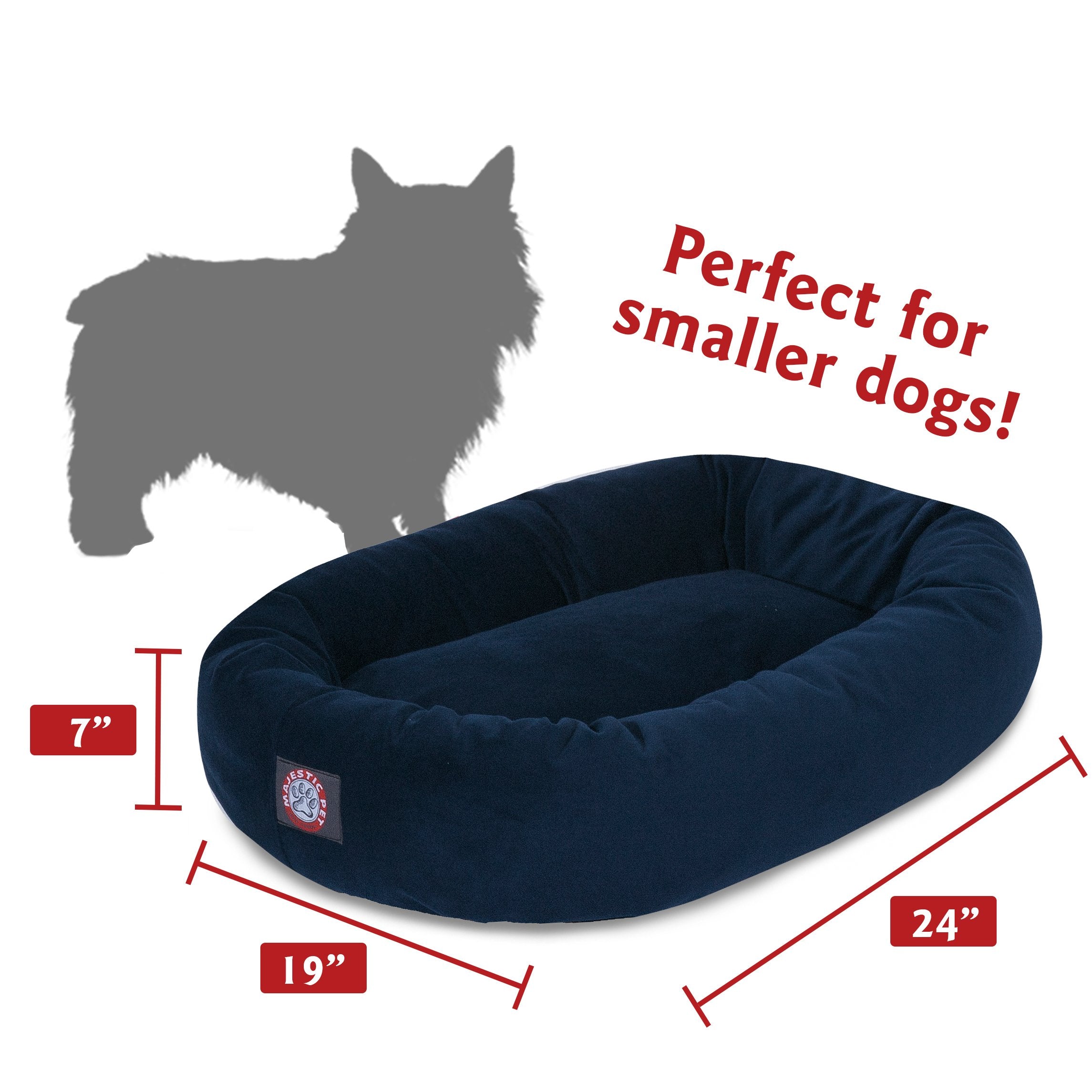 24' Navy Suede Bagel Dog Bolster Bed By Majestic Pet Products,Navy Velvet