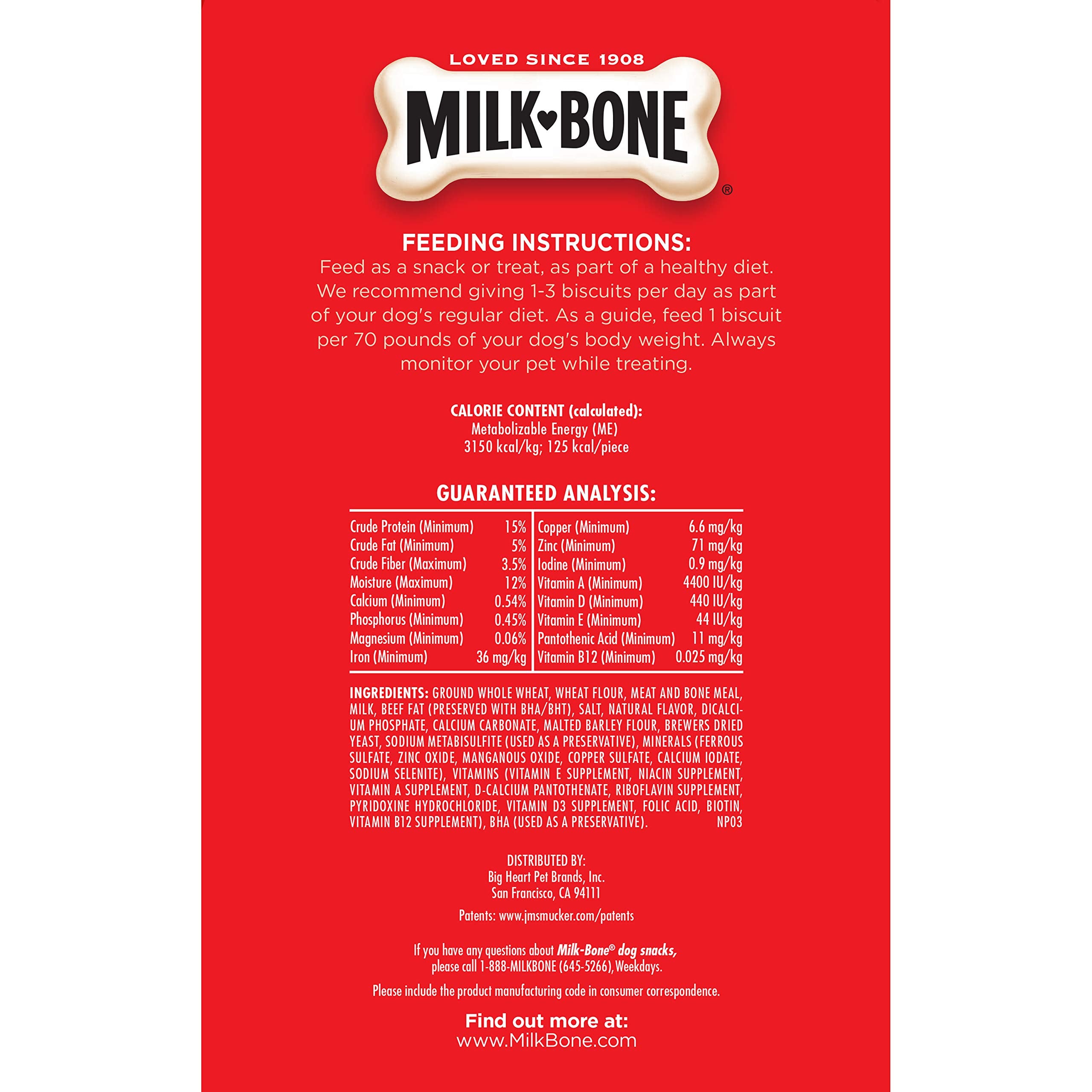 Milk-Bone Original Dog Treats for Large Dogs, 4 Pound (Pack of 2), Crunchy Biscuit Helps Clean Teeth