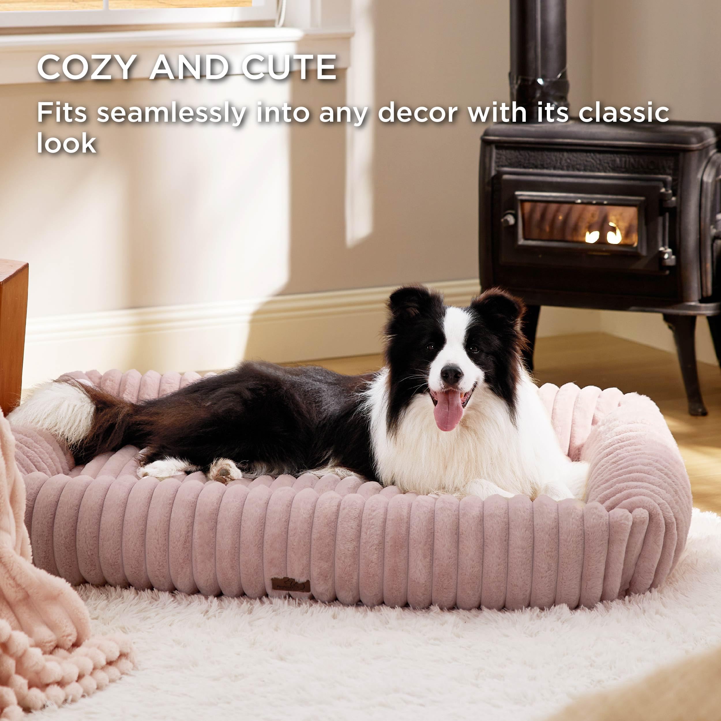 Bedsure Cute Dog Bed For Extra Large Dogs - Washable Furry Puppy Beds, Rectangle Orthopedic Xl Pet Beds With Removable Zipper Co