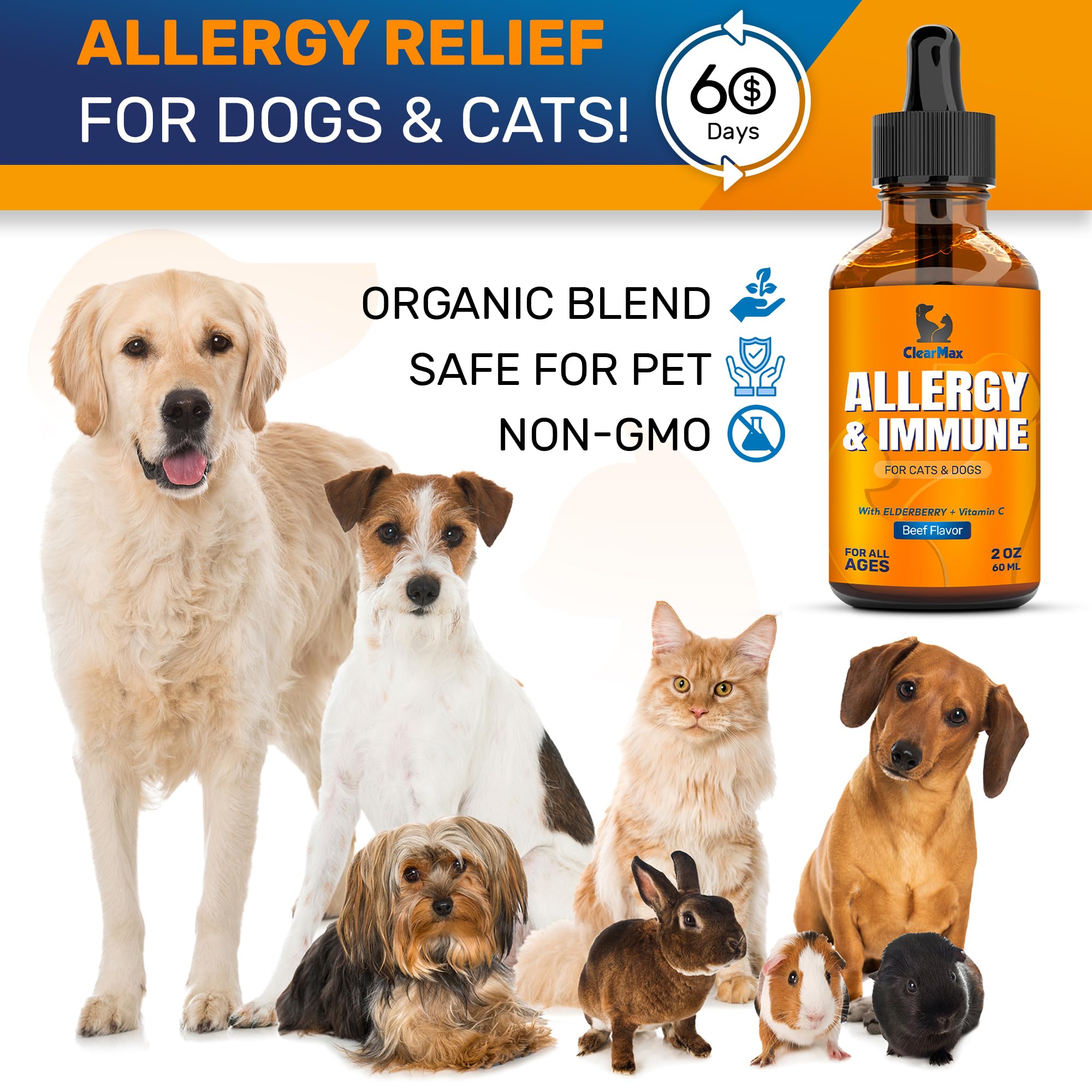 Cat Allergy - Dog Allergy - Cat And Dog Allergy Support - Cat Itching - Dog Itching Skin - Natural Ingredients - 2 Oz