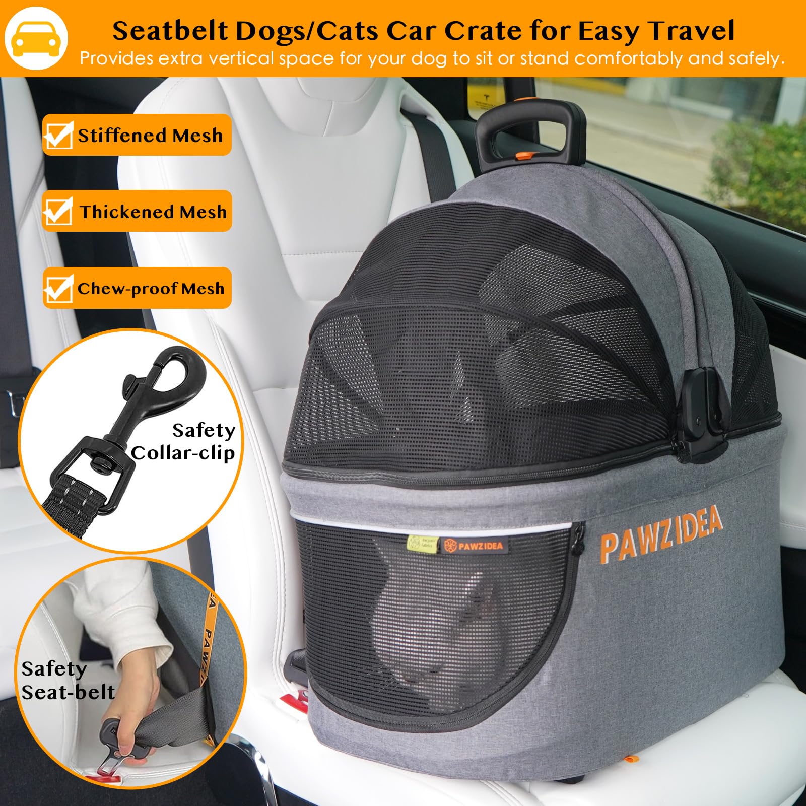 Pawzidea Pet Stroller 4 In 1, Dog Strollers For Small/Medium Dogs With Detachable Carrier Easy Lock Canopy, Seatbelt Puppy Car S