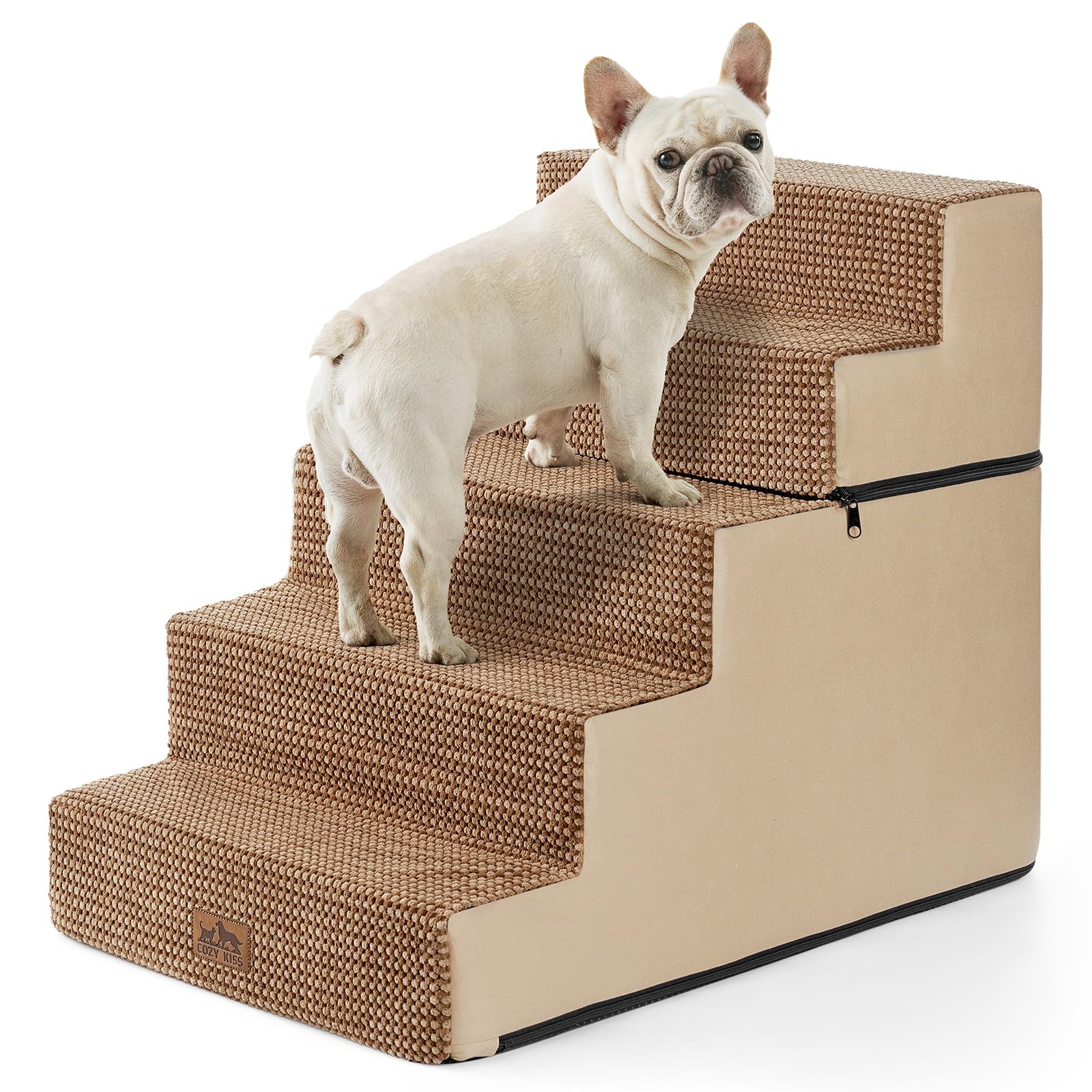 Cozy Kiss Dog Stairs For Small Dogs, 5 Tier Removable Wider Pet Stairs For Couch And Bed, 23.6'' H Non-Slip Dog Steps For Puppie
