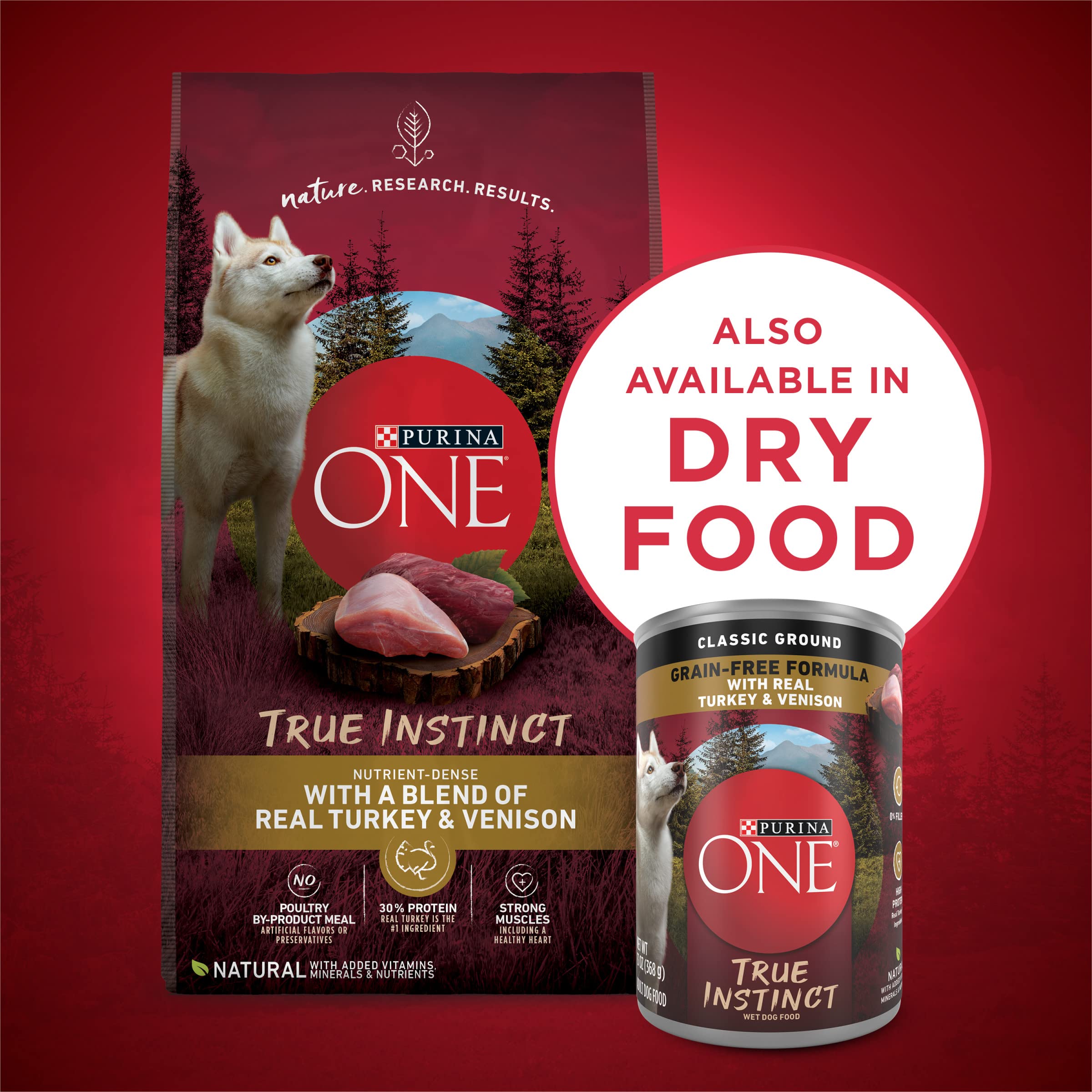 Purina ONE Wet Dog Food True Instinct Classic Ground Grain-Free Formula With Real Turkey And Venison High Protein Wet Dog Food -