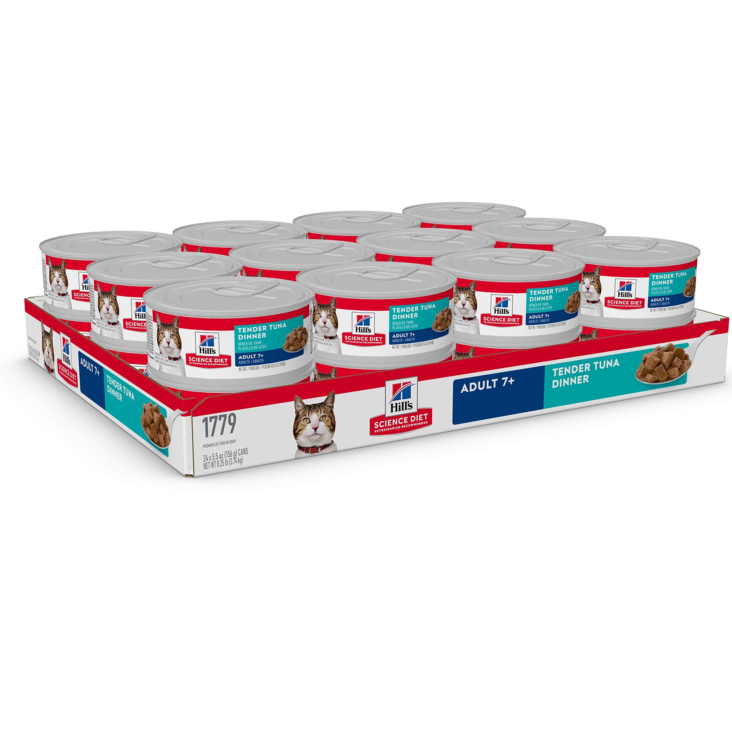 Hills Science Diet Adult 7+, Senior Adult 7+ Premium Nutrition, Wet Cat Food, Tuna Stew, 5.5 oz Can, Case of 24