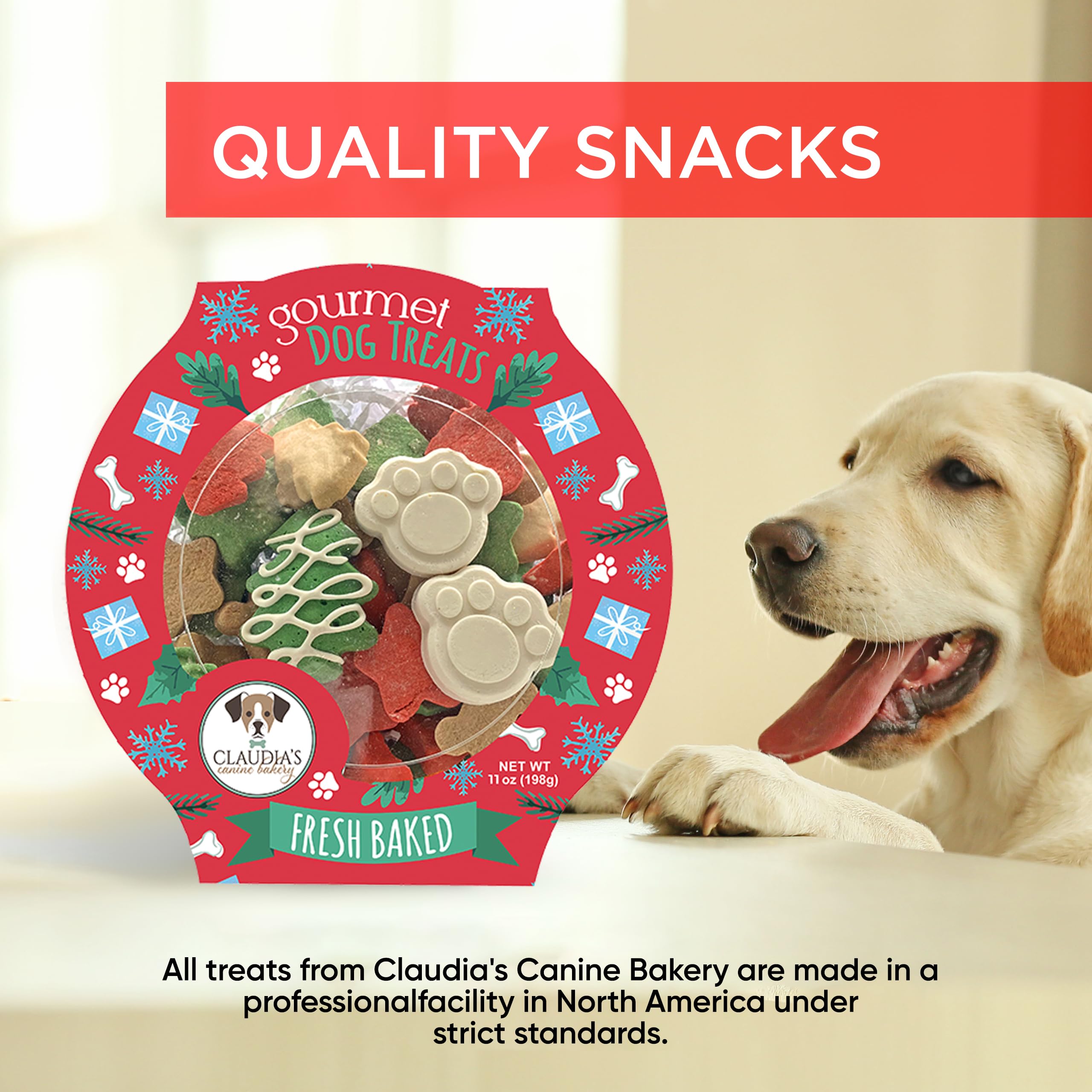 Santa Paws Classic Gourmet Dog Cookies - Vanilla Flavored Christmas Treats for All Breeds and Sizes