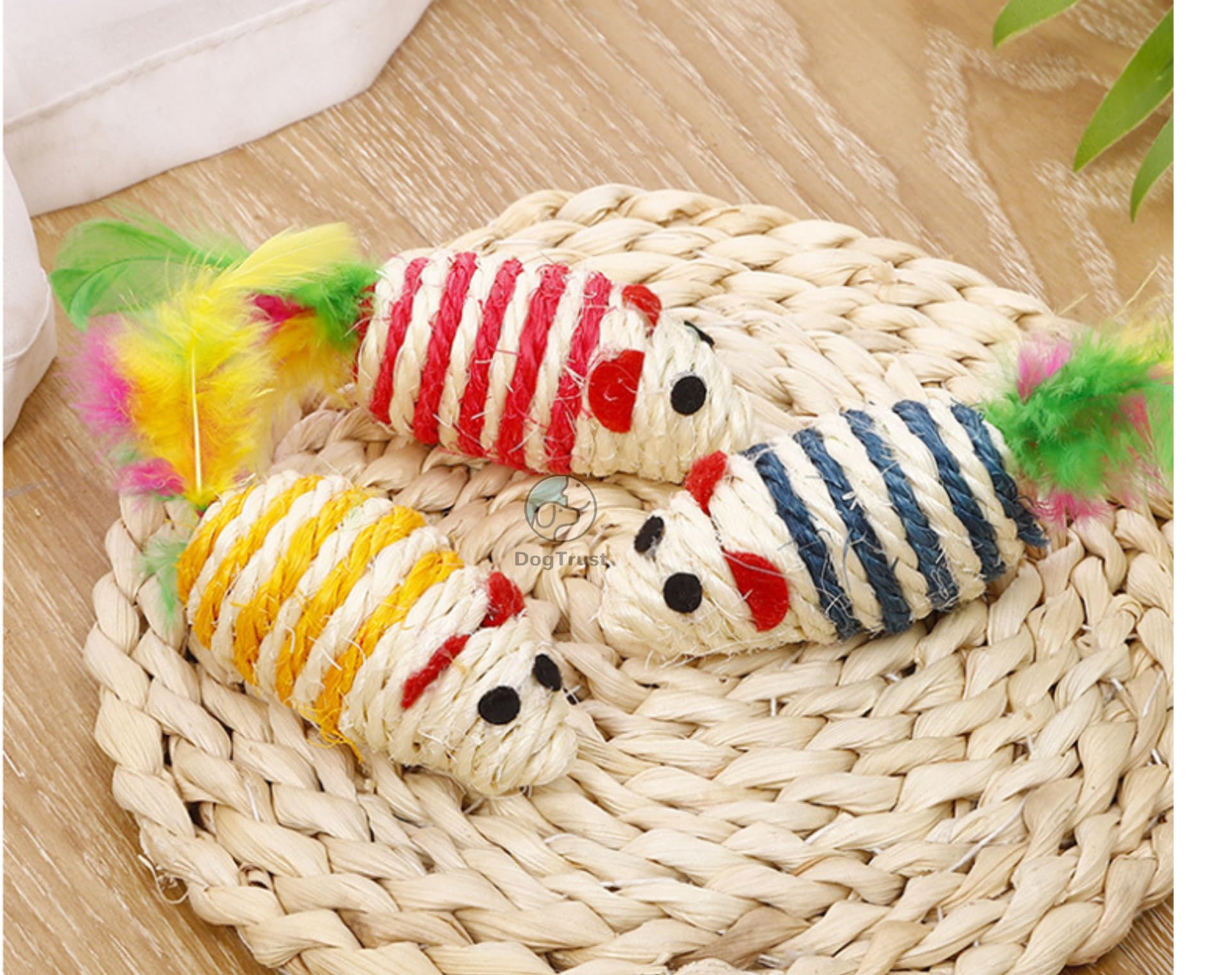 Dog Trust Mice Toy Sisal Rope Scratch Board Cat I Scratcher Toy For Cats, Kitten, Interactive Cat Toy With Hanging Rope I Cat To