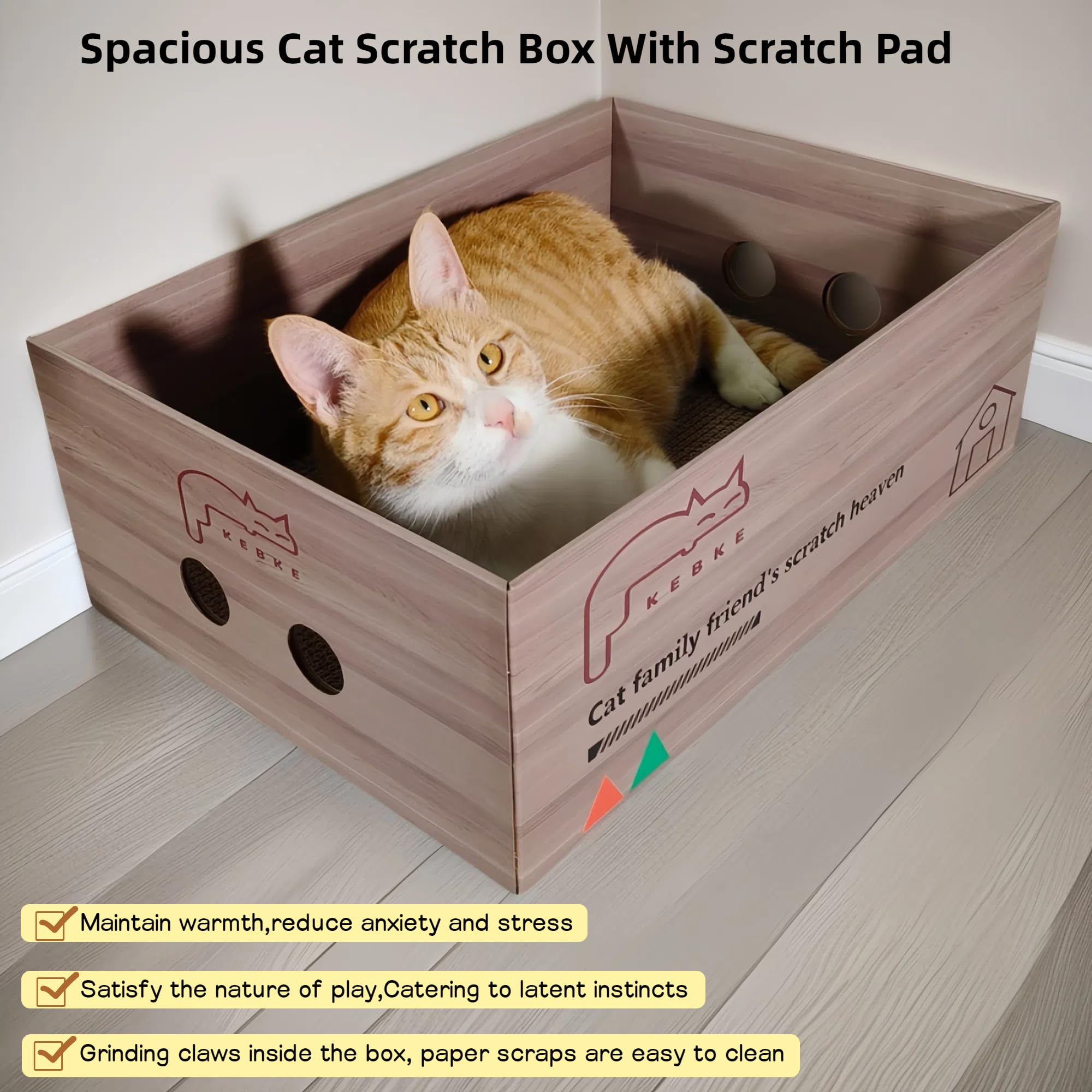 KEBKE Cat Scratcher Bed 30" Extra Large Durable Corrugated Paper Lounge Furniture, Brown, Model kk-0076