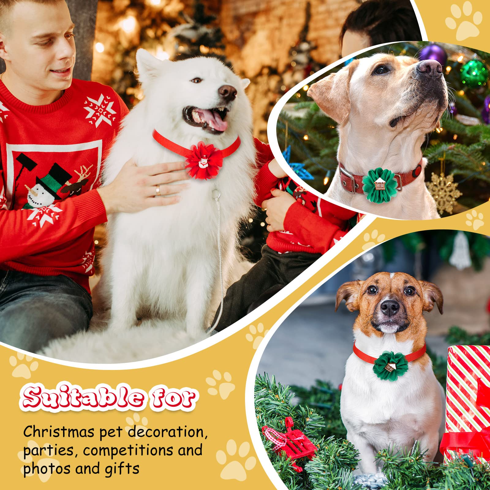 Frienda 8 Piece Dog Bow Tie Collar Flower Attachment Bows & Charms - Thanksgiving & Christmas Style for Small to Medium Dogs & C