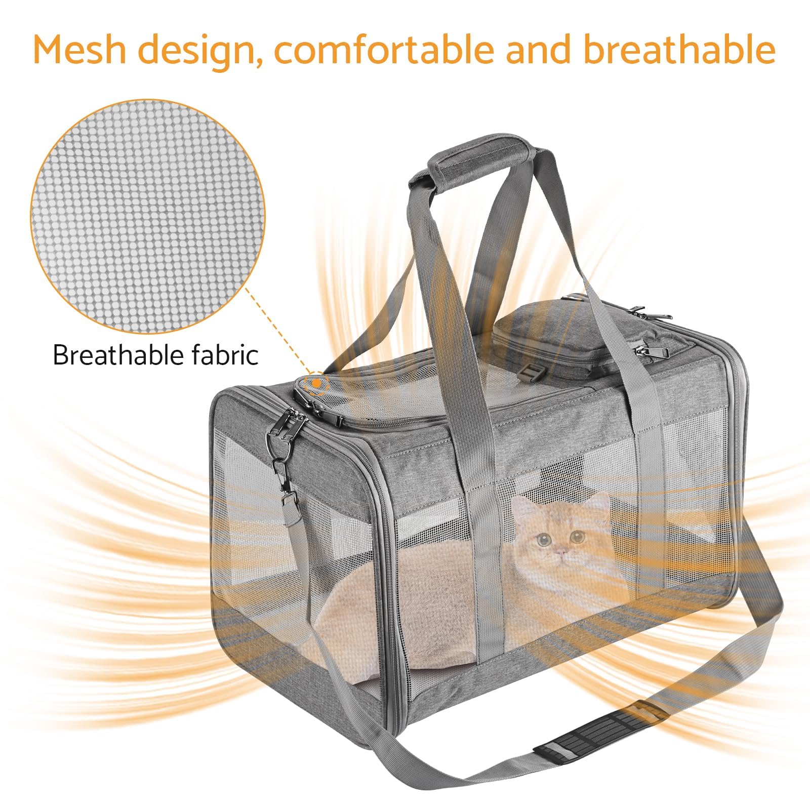 Maxetodo Airline Approved Pet Carrier For Cats Dogs Soft Travel Bag With Breathable Honeycomb Board,Removable Support Board For