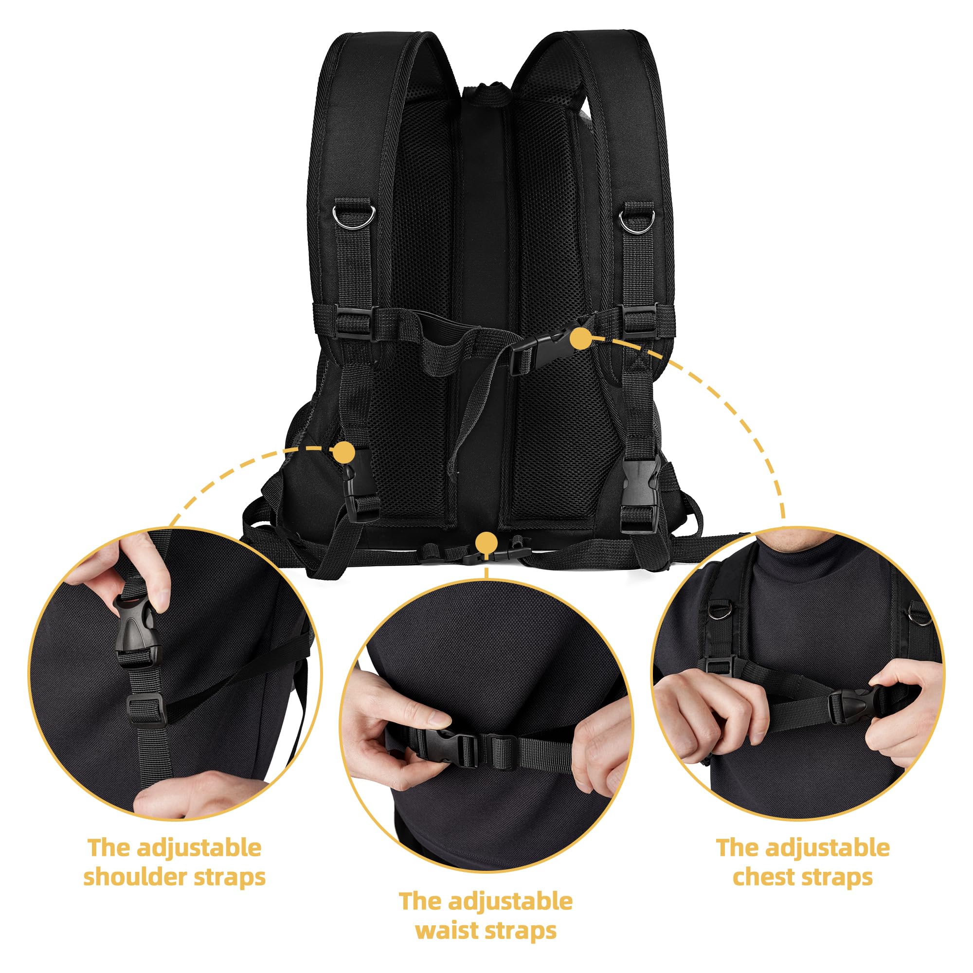 Woyyho Pet Dog Carrier Backpack Puppy Dog Travel Carrier Front Pack Breathable Head-Out Backpack Carrier For Small Dogs Cats Rabbits (L (Up To 14 Lbs), All Black)