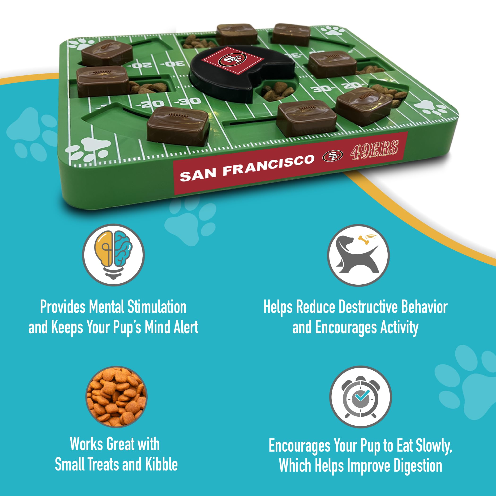 Pets First Nfl San Francisco 49Ers Puzzle, Interactive Dog Treat Puzzle Toy