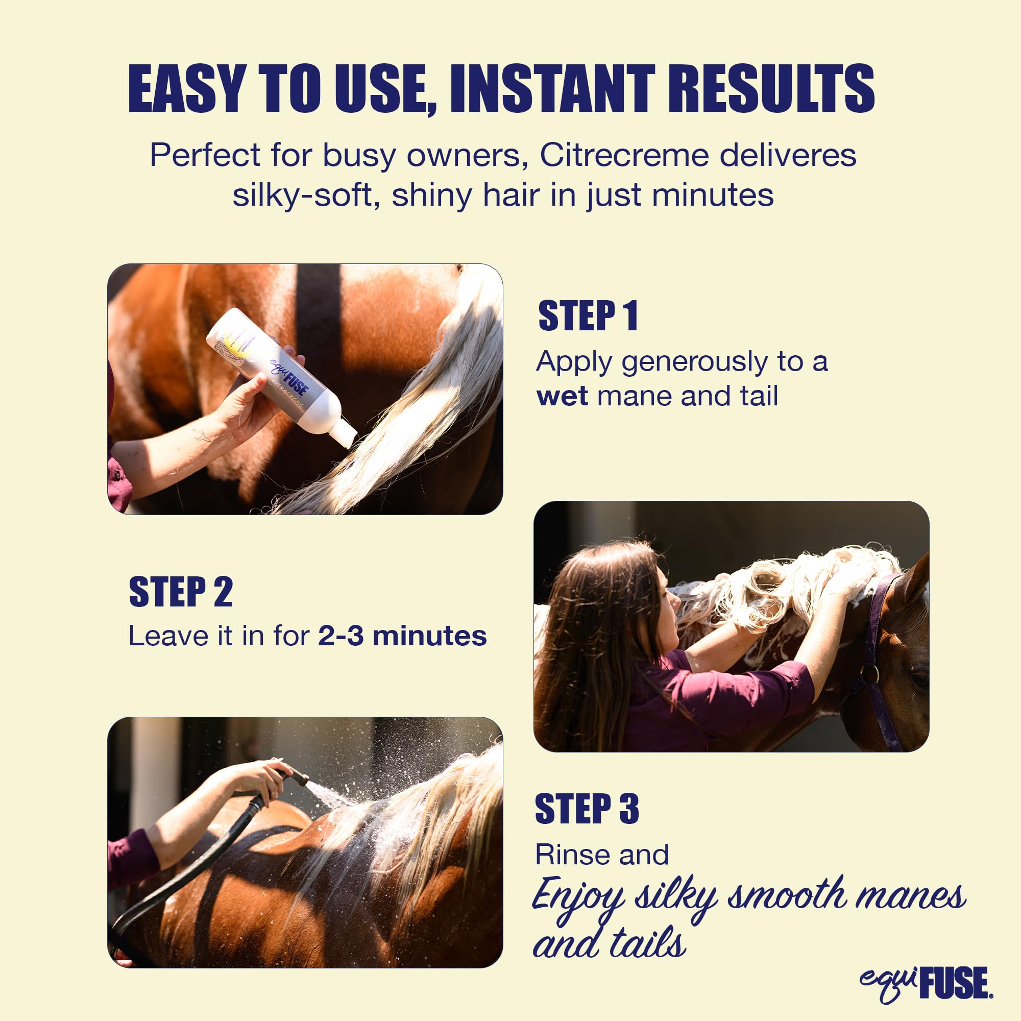 Equifuse Citracreme Deep Conditioner + Rehydrant For Horses | Improves Hair And Enhances The Look, Feel And Manageability Of Manes And Tails | 16Oz