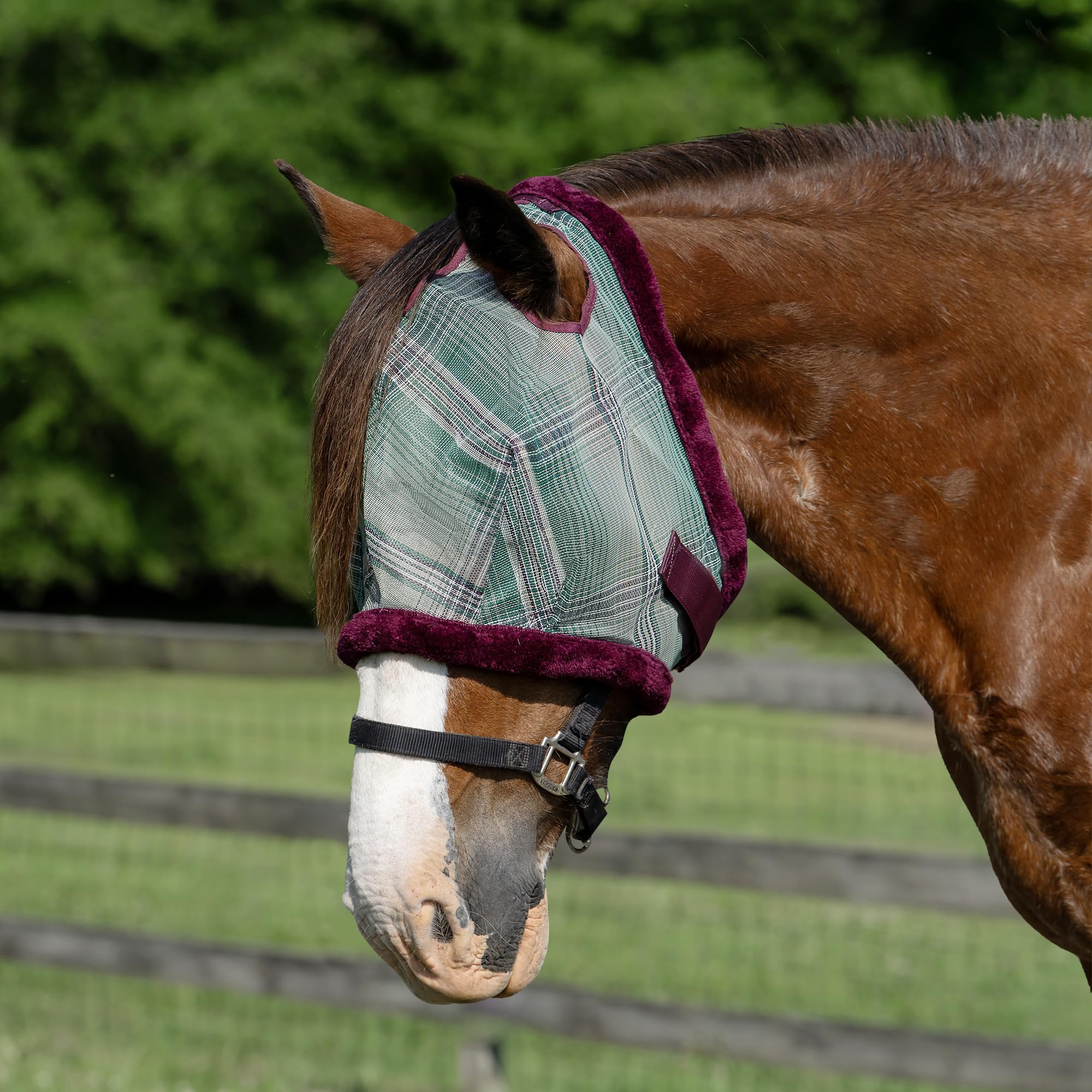 Kensington UV Fly Mask with Fleece Trim - Protective Mask with Dual Ear Opening Size: XXL Color: 2019-Imperial Jade