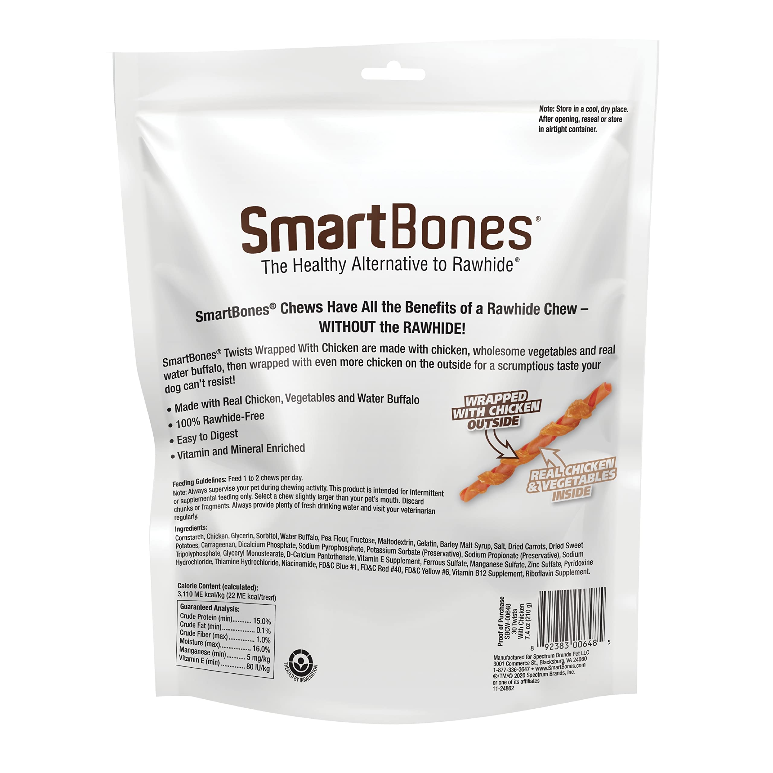 Smartbones Twists Wrapped with Chicken Made with Real Water Buffalo, 30 Count, Rawhide-Free Chews for Dogs, 7.40 Ounce (Pack of