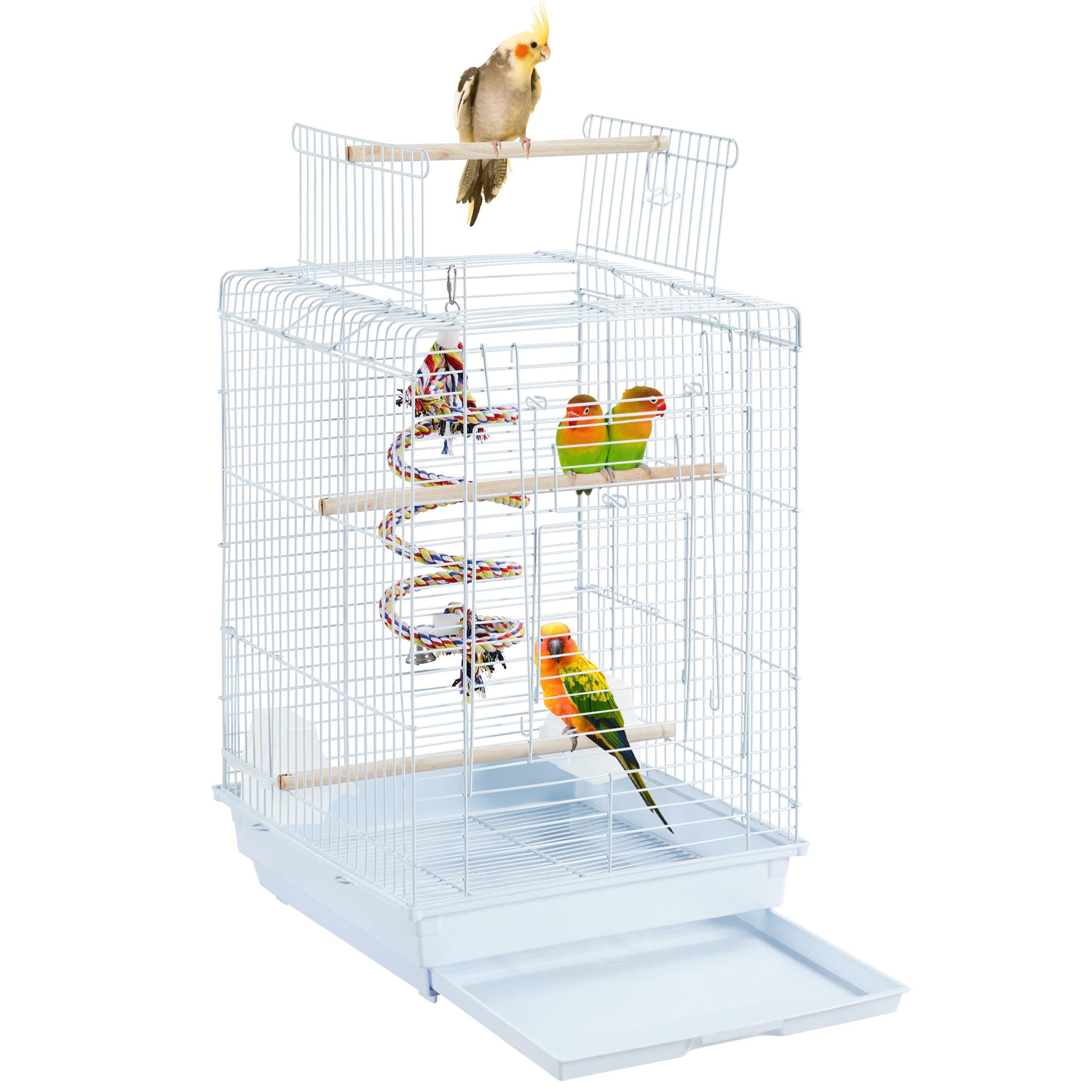 Yaheetech Open Play Top Travel Bird Cage for Conure Sun Parakeet Green Cheek Conure Lovebird Budgie Finch Canary, Small-Size Cag