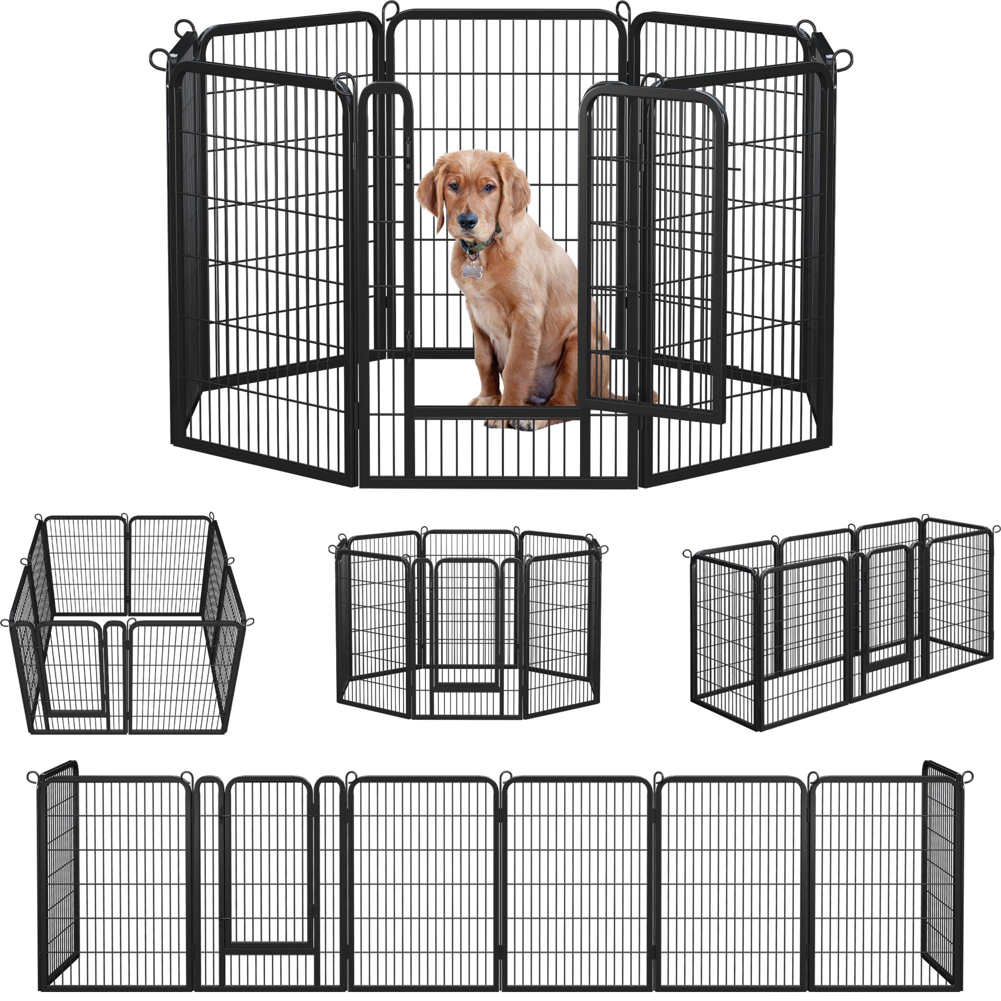 Topeakmart 40-Inch Pet Playpen Heavy Duty Puppy Dog Playpen Cat Fence Foldable Metal Exercise Pen For Small Animals Barrier Indo