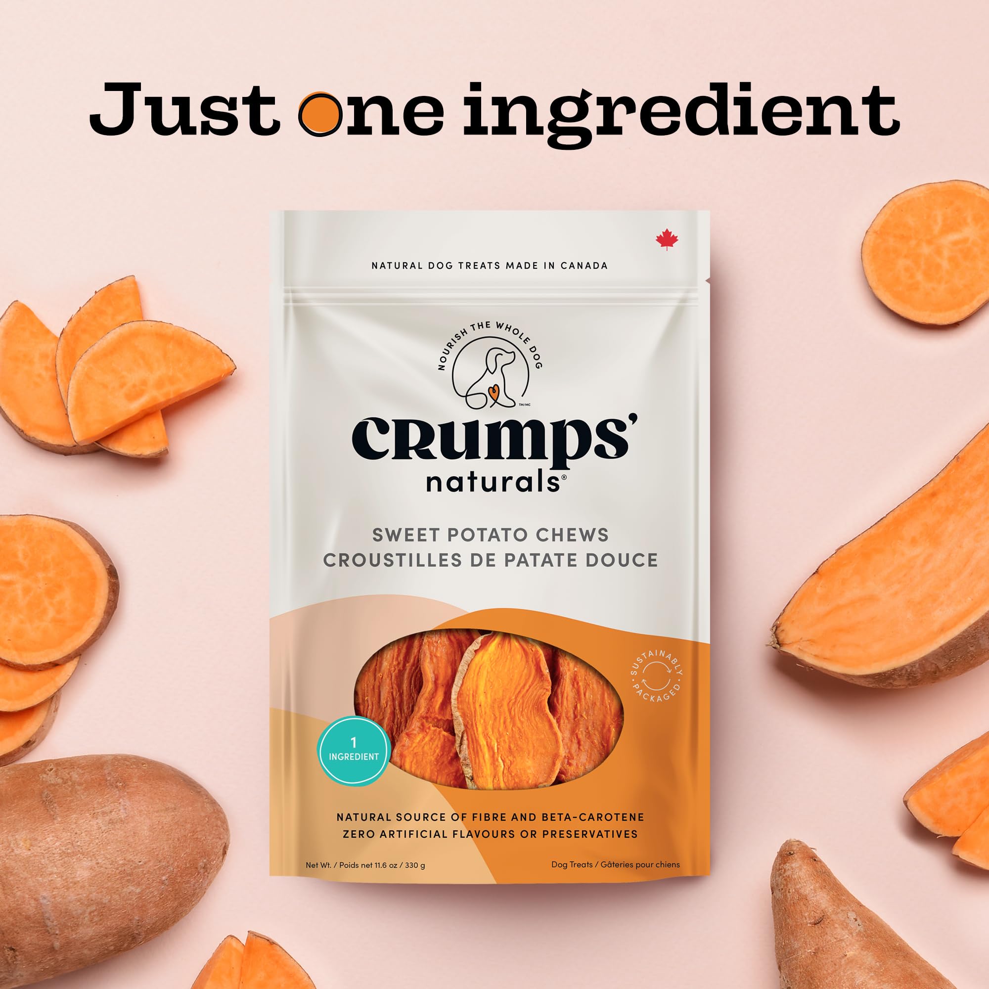 Crumps' Naturals Sweet Potato Dog Treats, 5.6 oz, Brown - Healthy Snack for Pets, Model SP-160