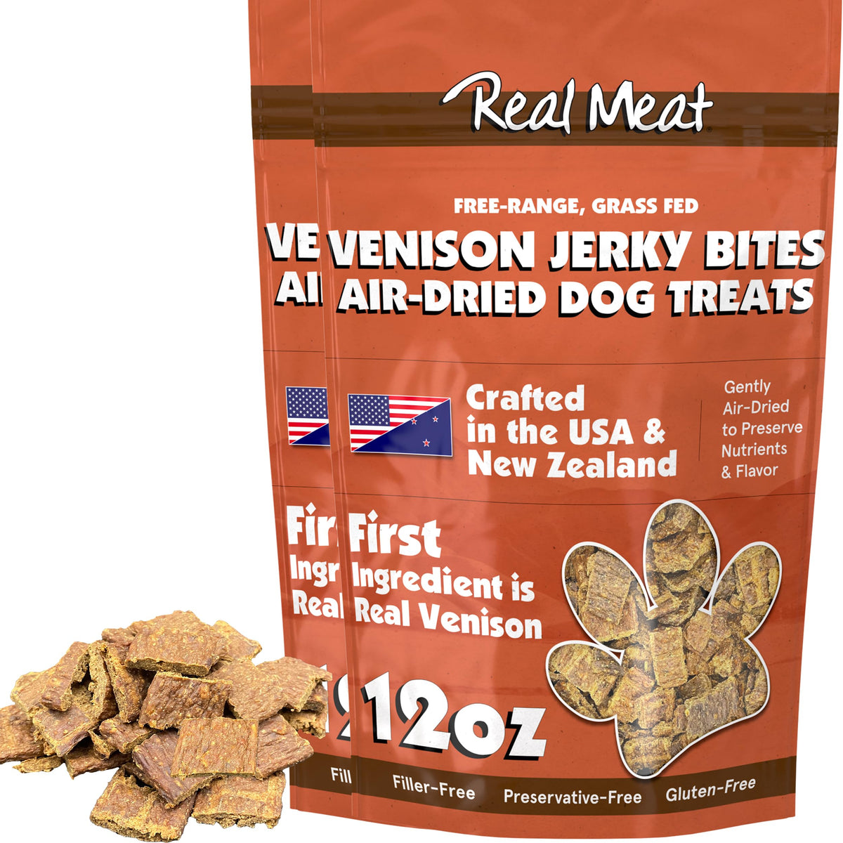 Real Meat Dog Treats - Two 12oz Bag of Bite-Sized Air-Dried Venison ...