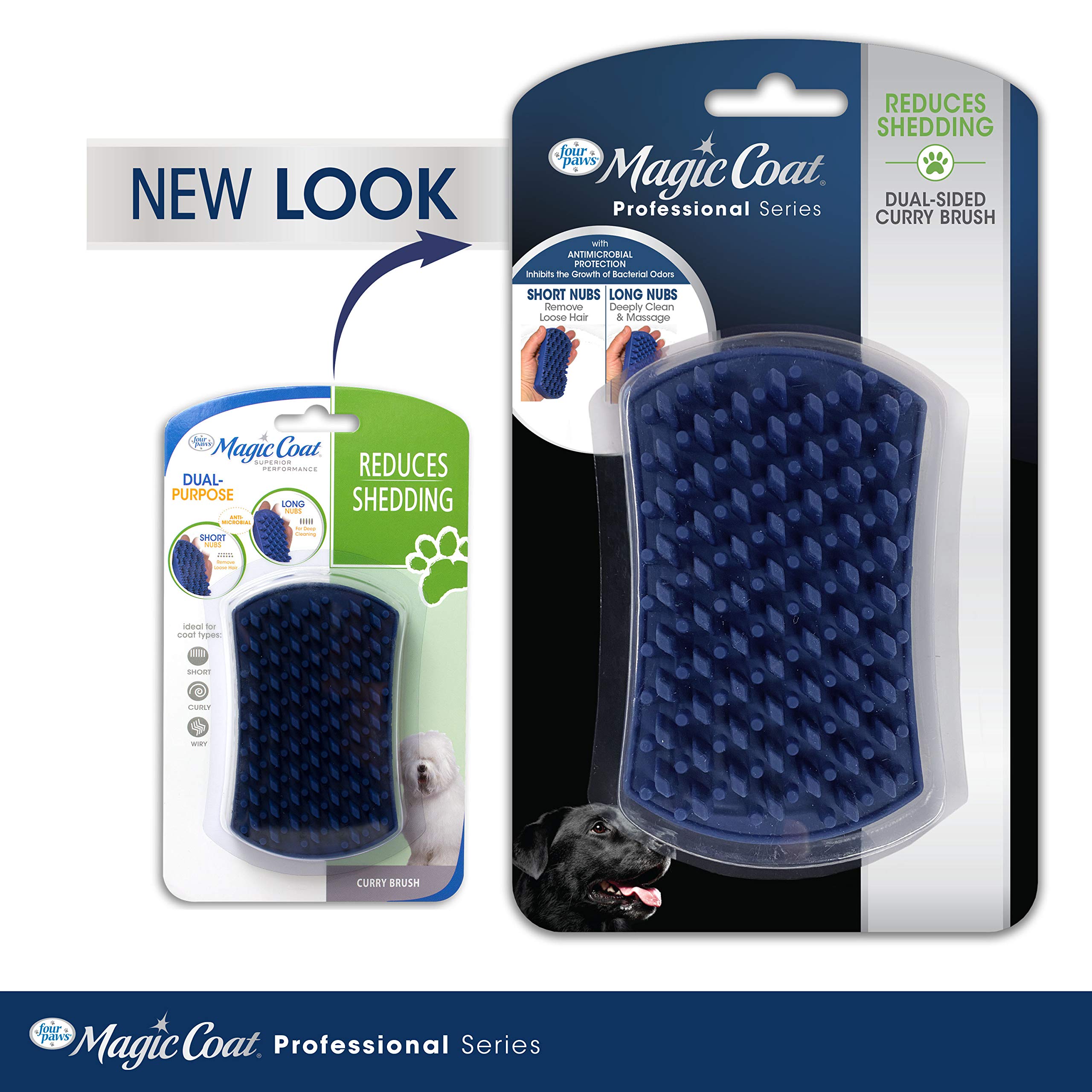 Four Paws Magic Coat Professional Series Grooming Brush For Dogs & Cats, Dual-Sided Curry Brush, Helps Control Odors, Stimulates Coat'S Natural Oils, Ideal For Short, Curly, Wiry Coats