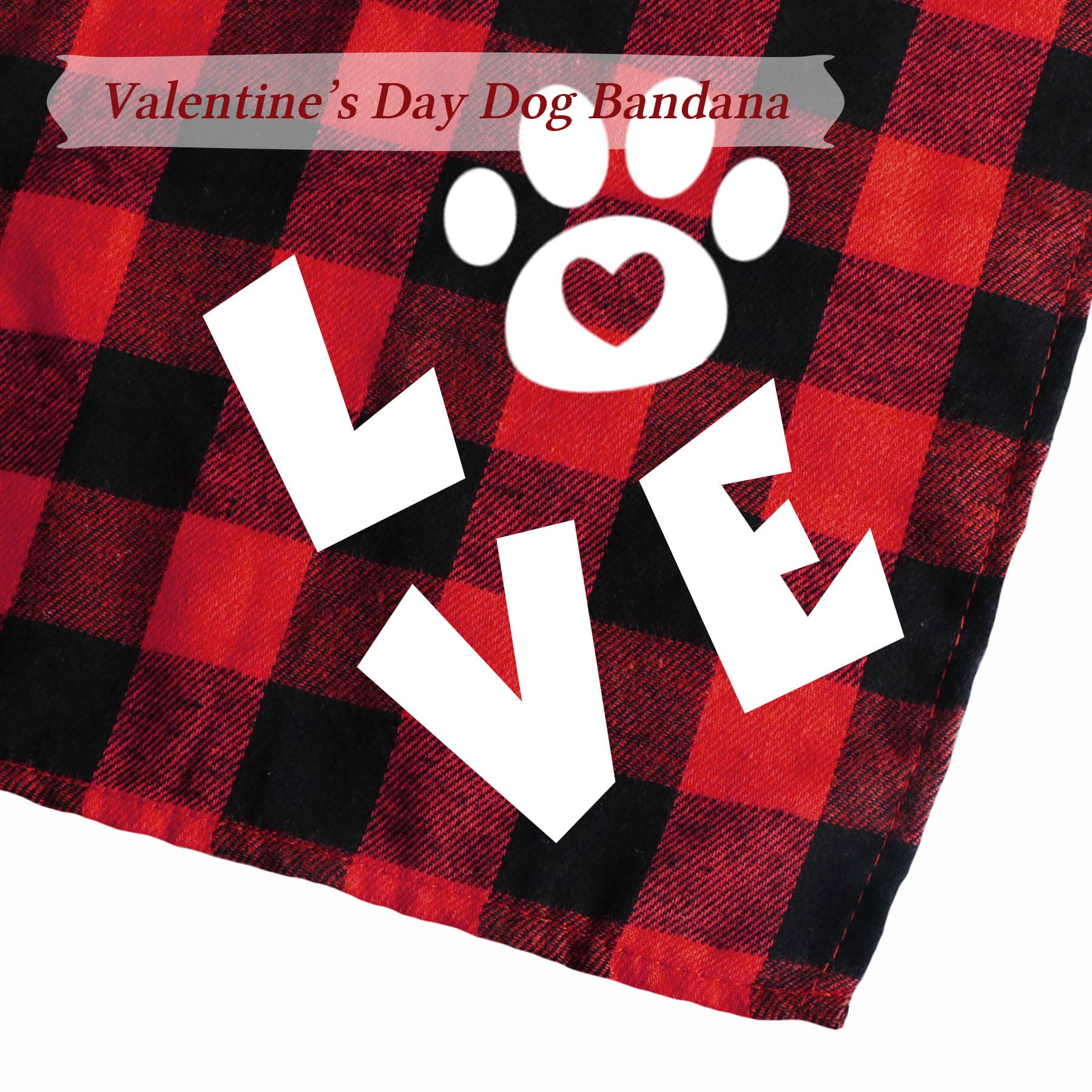 Stmk 2 Pack Valentine'S Day Dog Bandanas, Valentines Plaid Dog Puppy Bandana For Dog Puppy Valentine'S Day Wedding Holiday Party Costumes (Mommy'S Valentine & Love)
