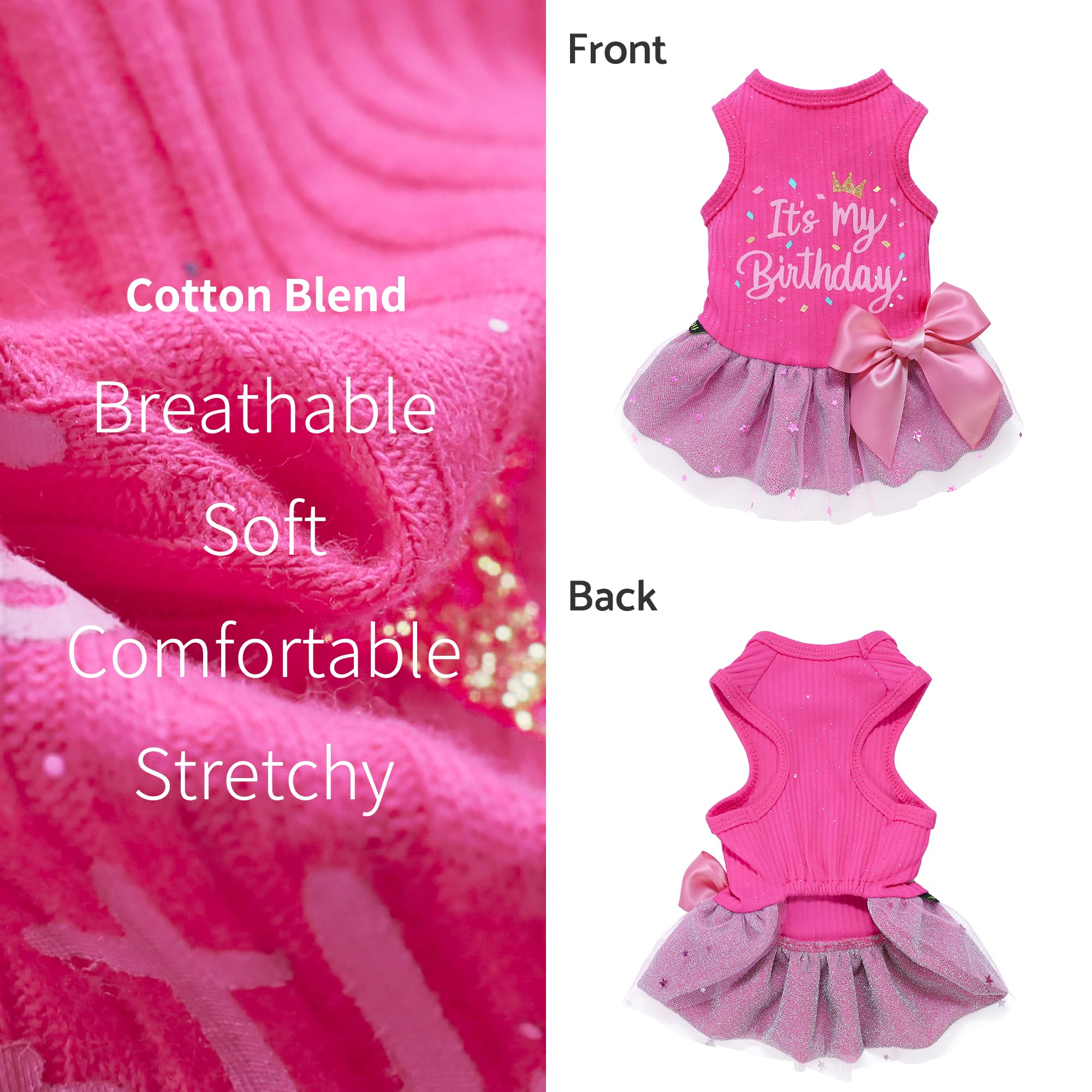 Fitwarm It'S My Birthday Dog Dress - Pink Bowknot Dog Clothes For Small Female Puppy, Xxs