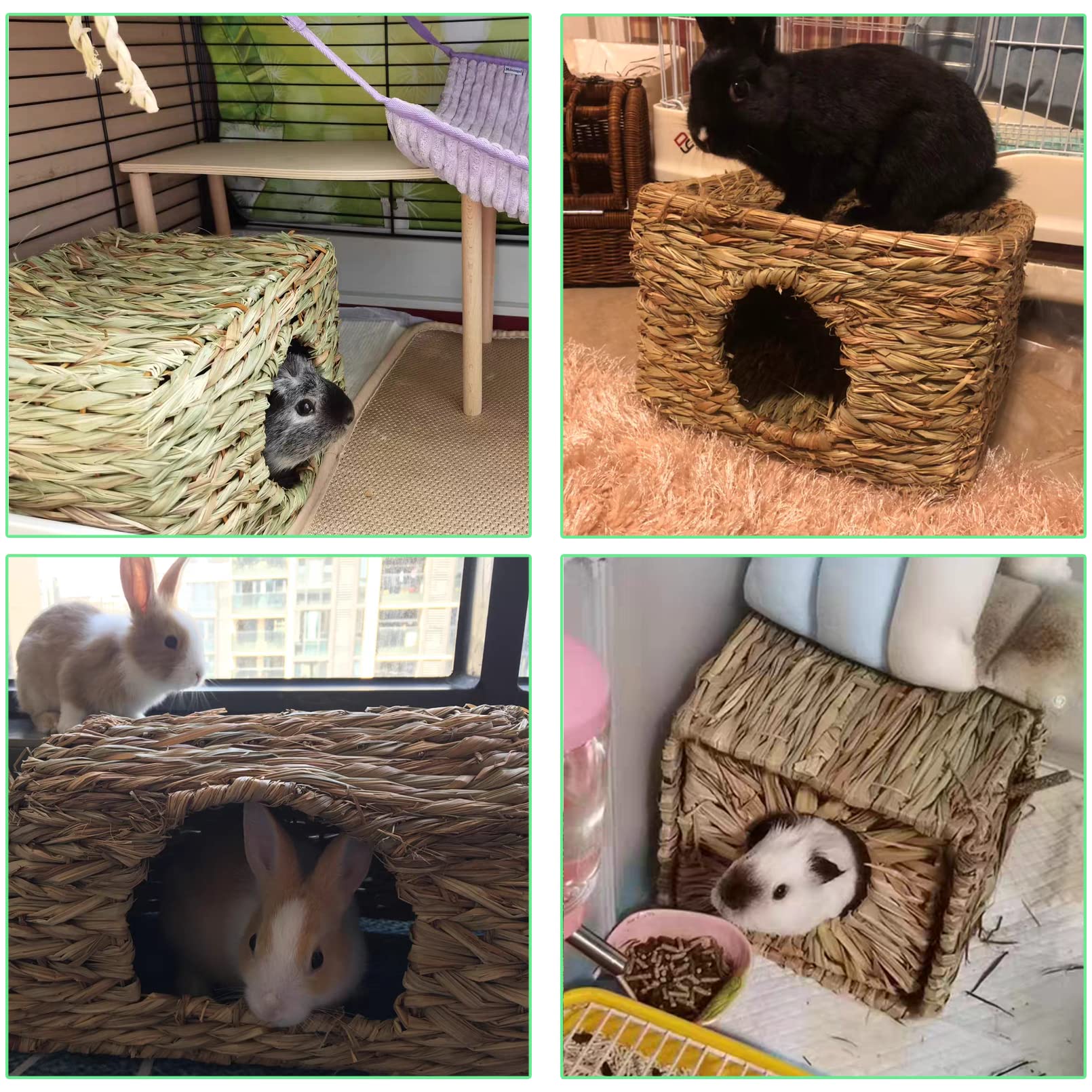 Tfwadmx Rabbit Grass House, Extra Large - Natural Hand Woven Seagrass Play Hay Bed, Hideaway Hut Toy For Bunny Hamster Guinea Pig Chinchilla Ferret