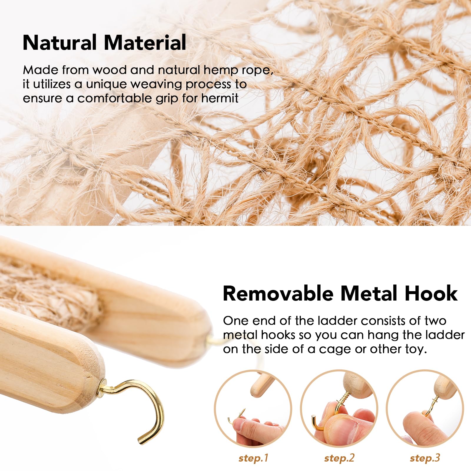 Chaleemang Hermit Crab Toys - Seagrass Hammocks And Ladder Bridges Set With Small Brush - Aquarium Accessories And Decorations F