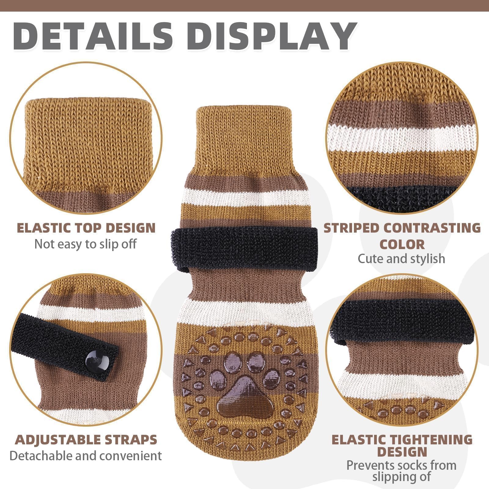 KOOLTAIL Anti Slip Dog Socks for Cold Pavement to Prevent Licking Paws with Grippers, 3 Pairs Winter Paw Protector, Double Sides