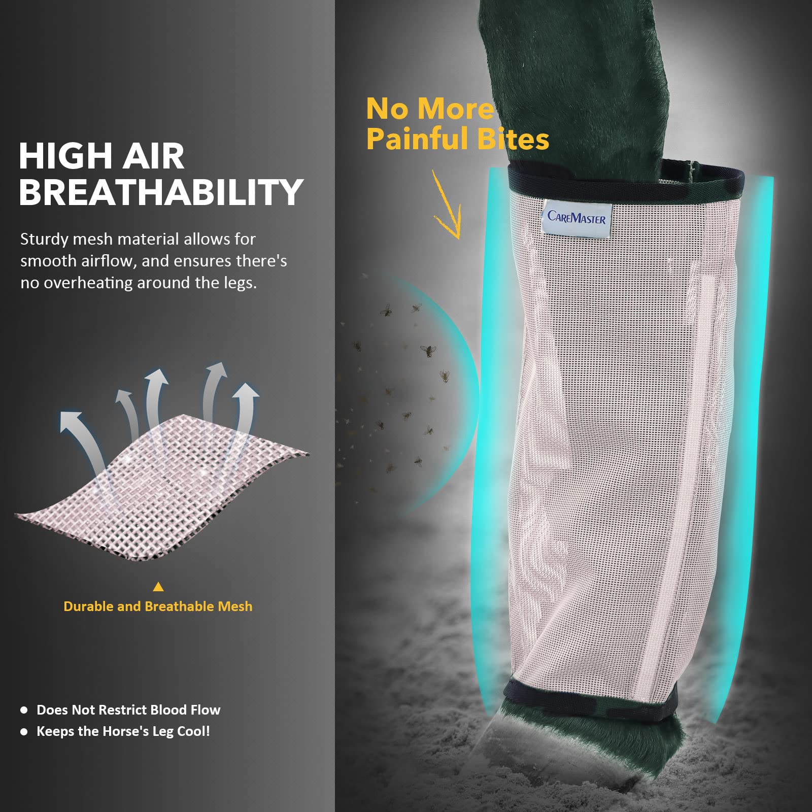 Caremaster Fine Mesh Fly Boots Loose Fitting & Non-Slip Horse Fly Leggings No More Horsefly Nuisance Greatly Reduce Stomping Bre