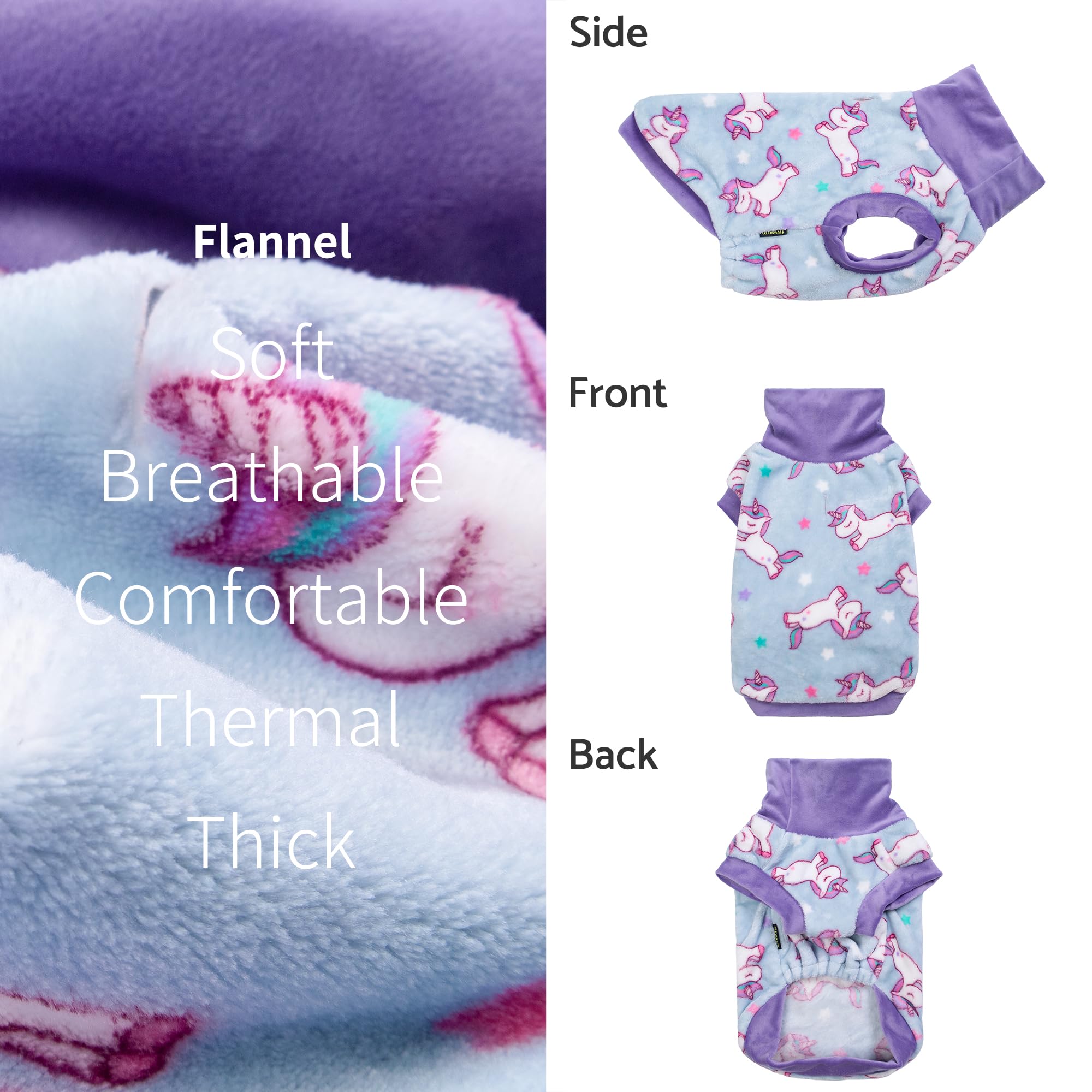 Fitwarm Fleece Unicorn Dog Sweater, Thermal Dog Winter Clothes for Small Dogs Girl, Chihuahua Pullover Jumper, Pet Outfit, Purpl