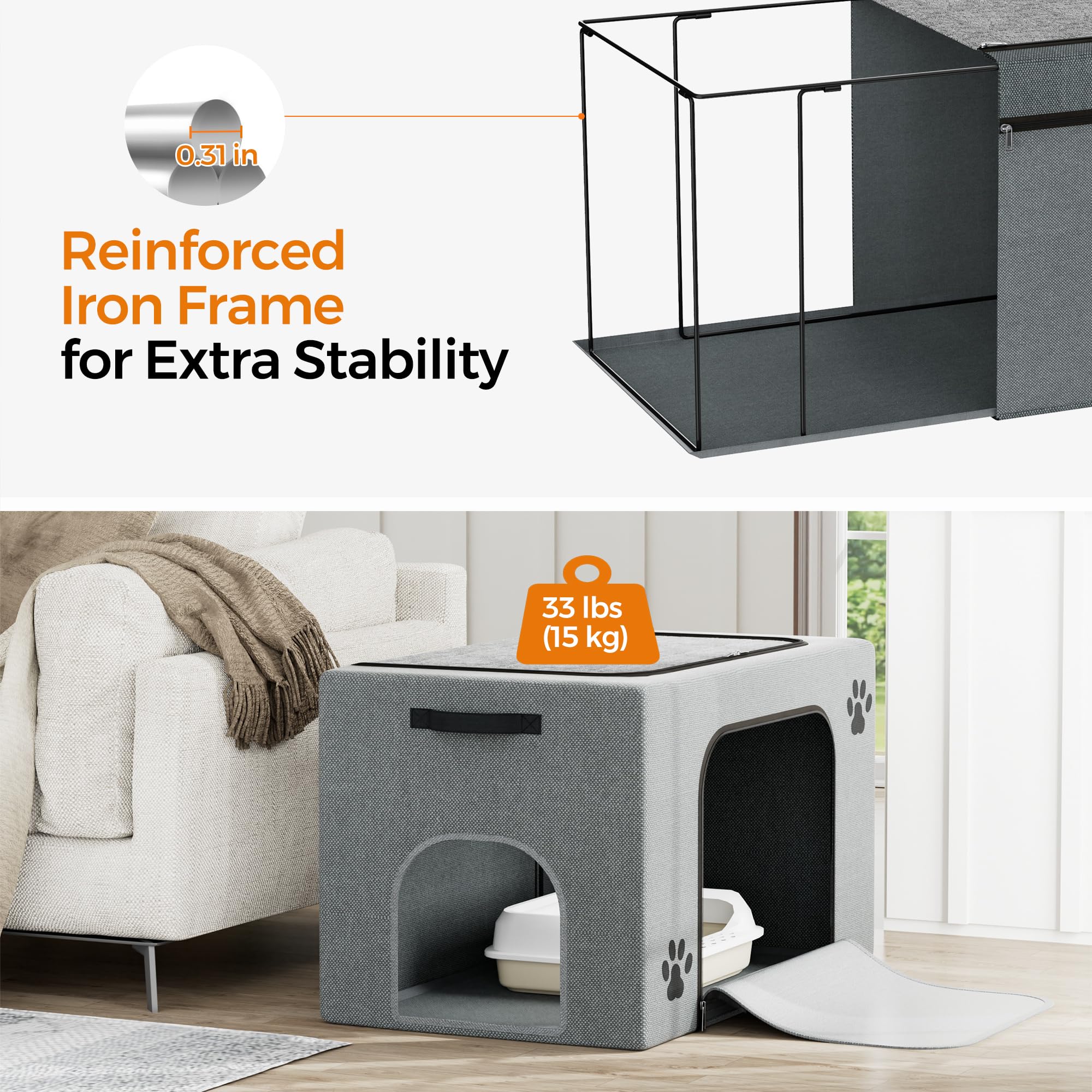 Cat Litter Box Enclosure With Cat Bed; Hidden Enclosure Litter Tray In Living Room, Bedroom, Corner; Cat Washroom Fit Most Of Li