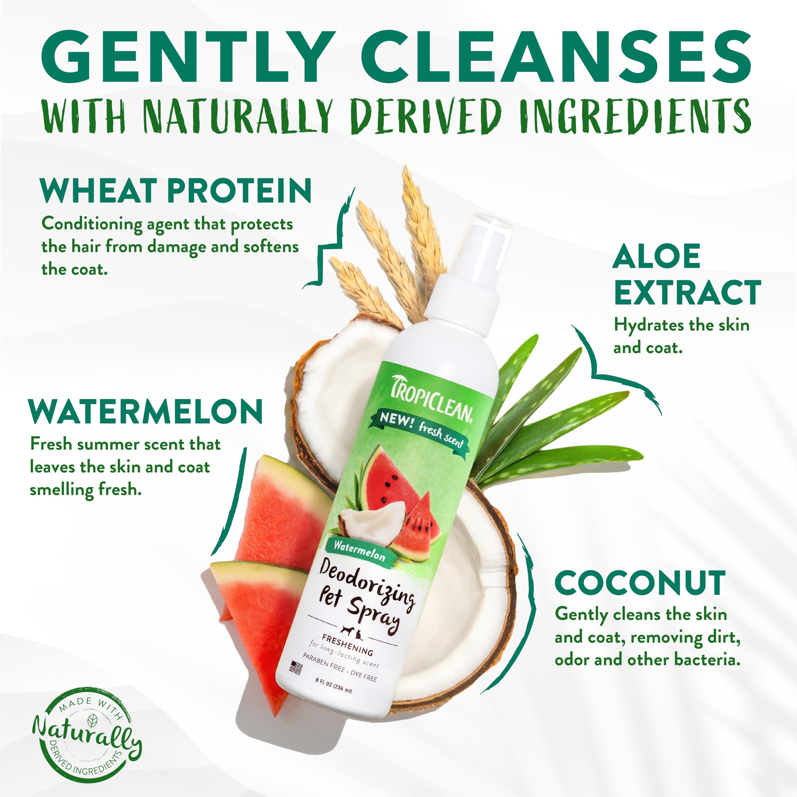 Tropiclean Watermelon Cat & Dog Deodorizing Spray | Cat & Dog Grooming Supplies | 8 Oz | Made In The Usa