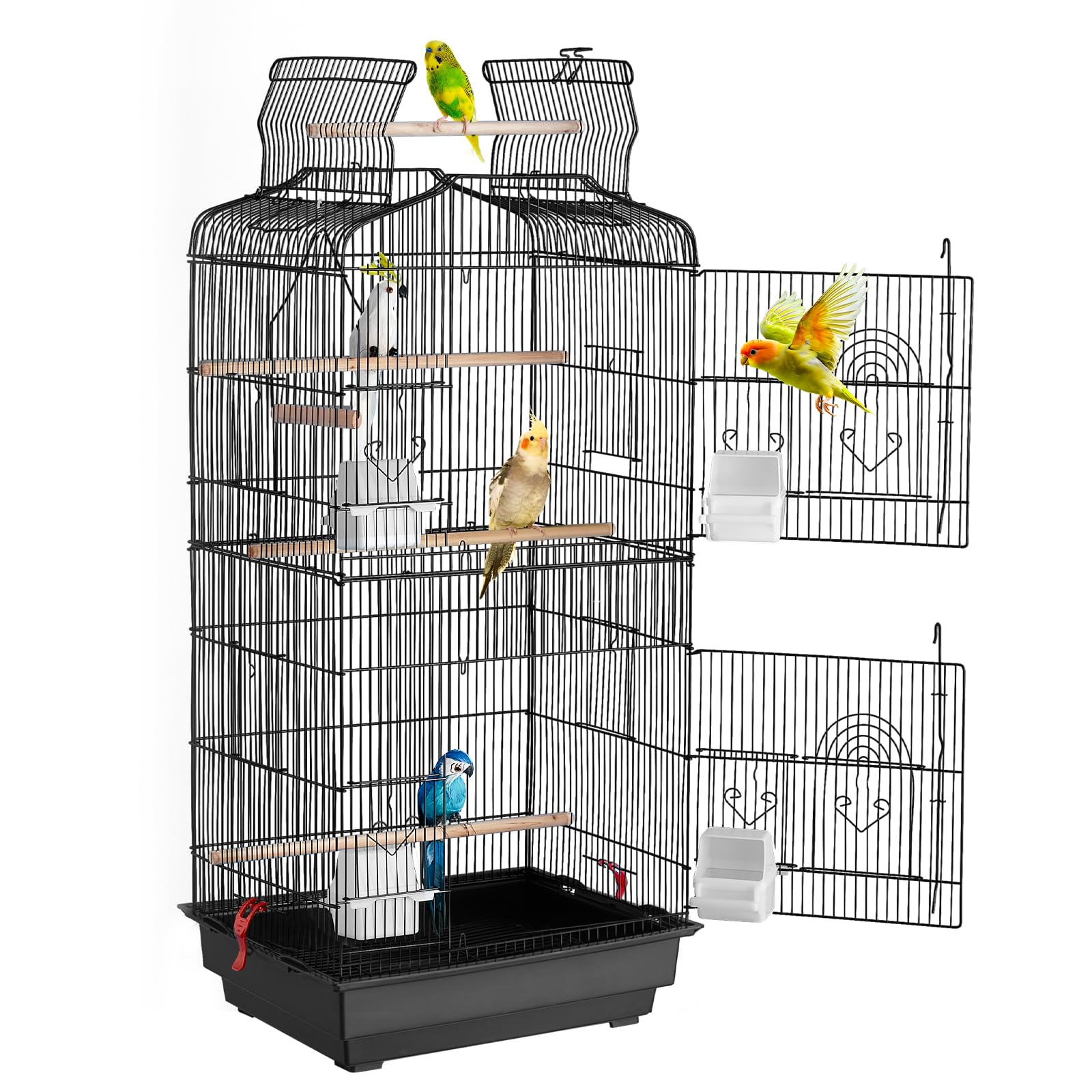 VEVOR 41-inch Open Top Large Parrot Bird Cage, Hanging Bird Cage for Parakeets Finches Canaries Lovebirds Cockatiels Budgies Sma