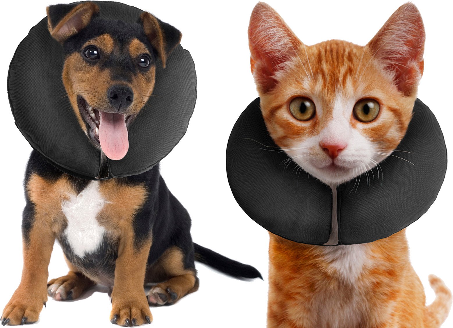 ZenPet Protective Inflatable Recovery Collar for Dogs and Cats - Soft Pet Collar Does Not Block Vision E-Collar - Designed to Pr