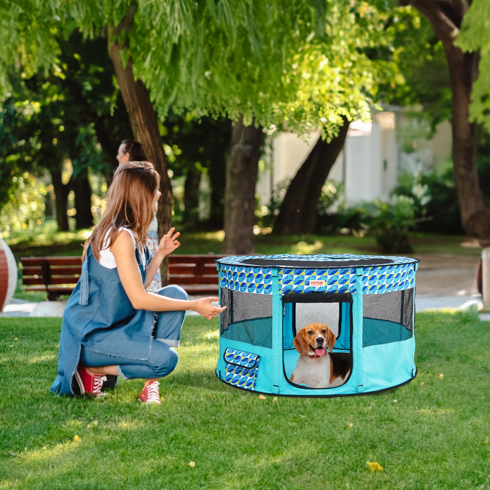 VEVOR Foldable Pet Playpen, 44 x 44 x 24 Portable Dog Playpen, Crate Kennel for Puppy, Dog, Cat, Waterproof 600D Oxford Cl