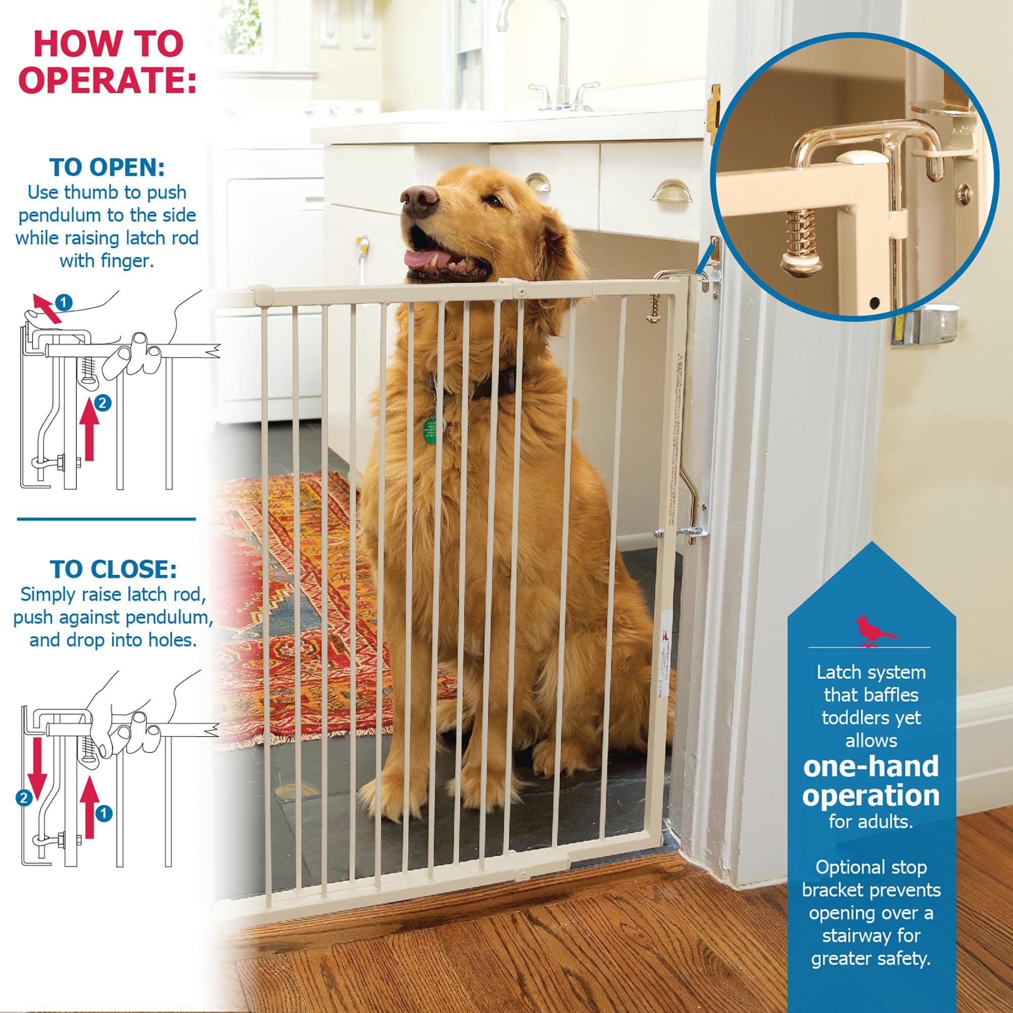 Cardinal Gates MG25 Duragate Baby Gate - Adjustable Dog Gate - Steel Safety Gate for Kids & Pets - 26.5 to 41.5 Inches Wide - Ta