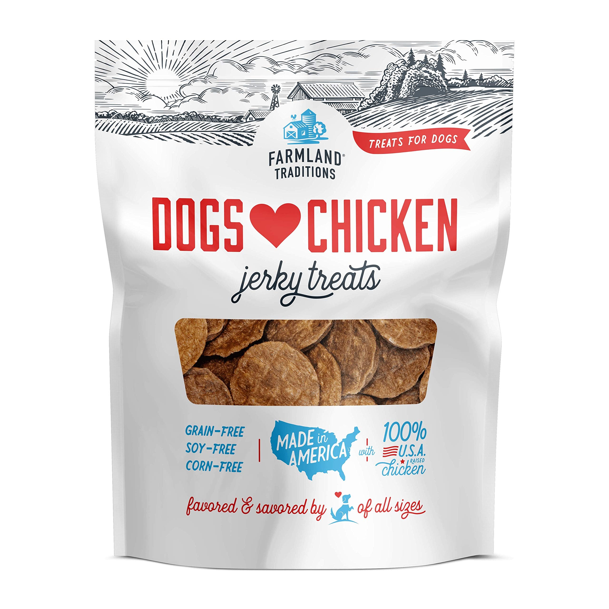 Farmland Traditions Filler Free Dogs Love Chicken Premium Jerky Treats for Dogs, 1 lb. Bag