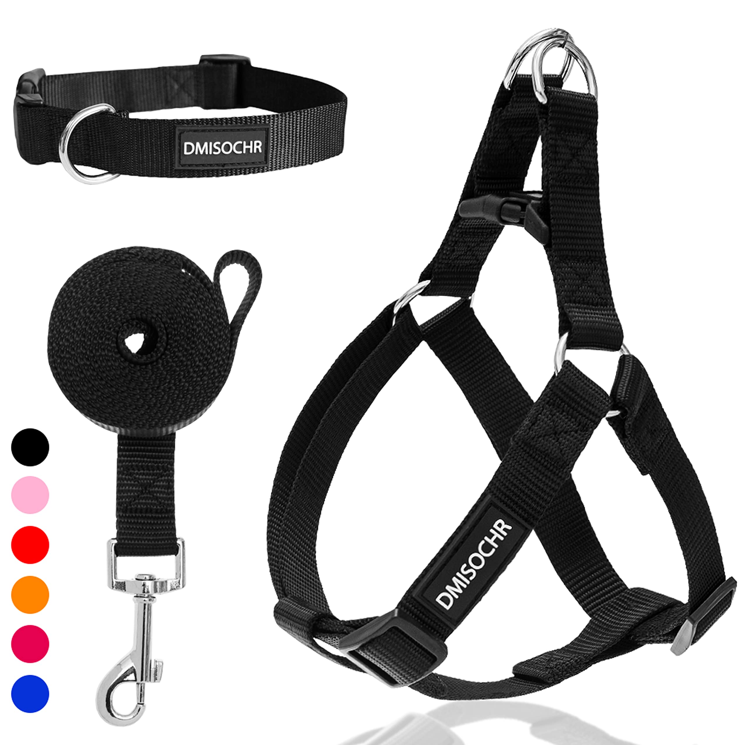 No Pull Dog Harness - Adjustable Step-In Harness & Leash & Collar Set For Small Medium Large Dogs - Escape Proof Soft Pet Harnes