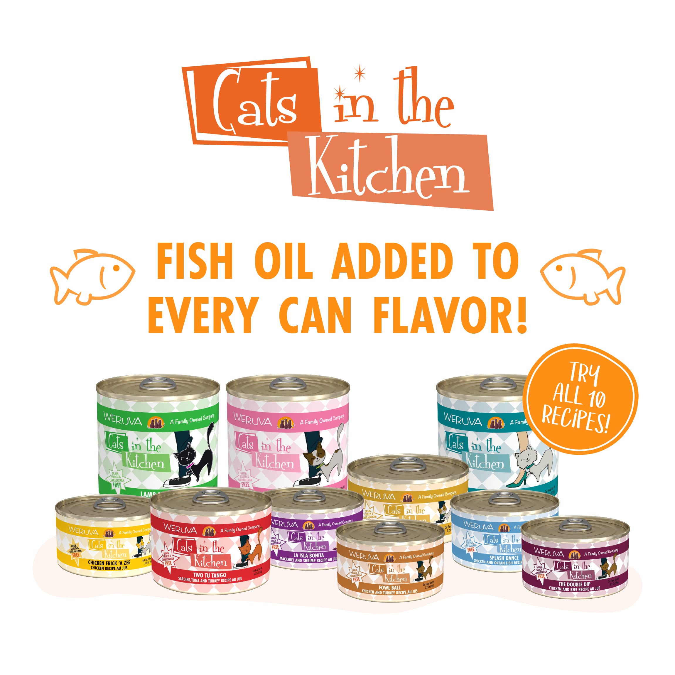 Weruva Cats in The Kitchen, Kitchen Cuties Variety Pack, Wet Cat Food, 3.2oz Can (Pack of 12)