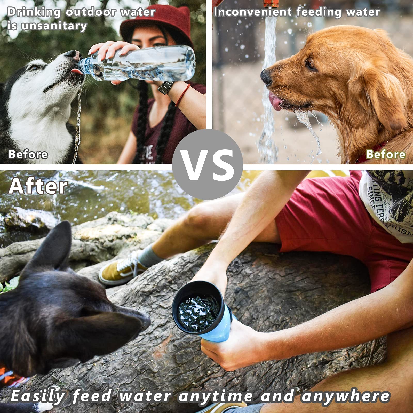 Lesotc Upgraded Dog Water Bottle Foldable,Portable Dog Water Dispenser,Leak Proof Pet Water Bottle For Dogs,Dog Travel Water Bot